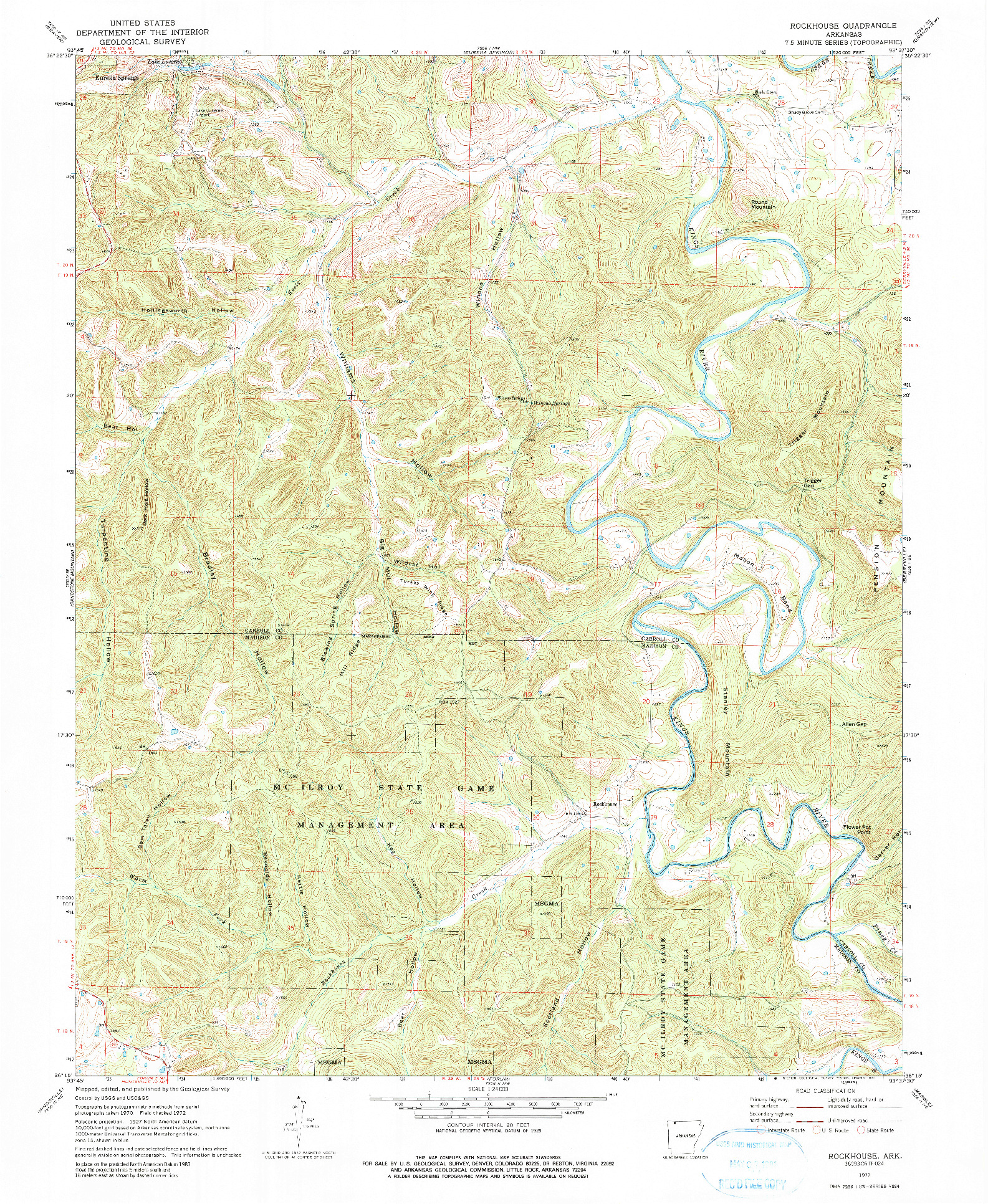 USGS 1:24000-SCALE QUADRANGLE FOR ROCKHOUSE, AR 1972