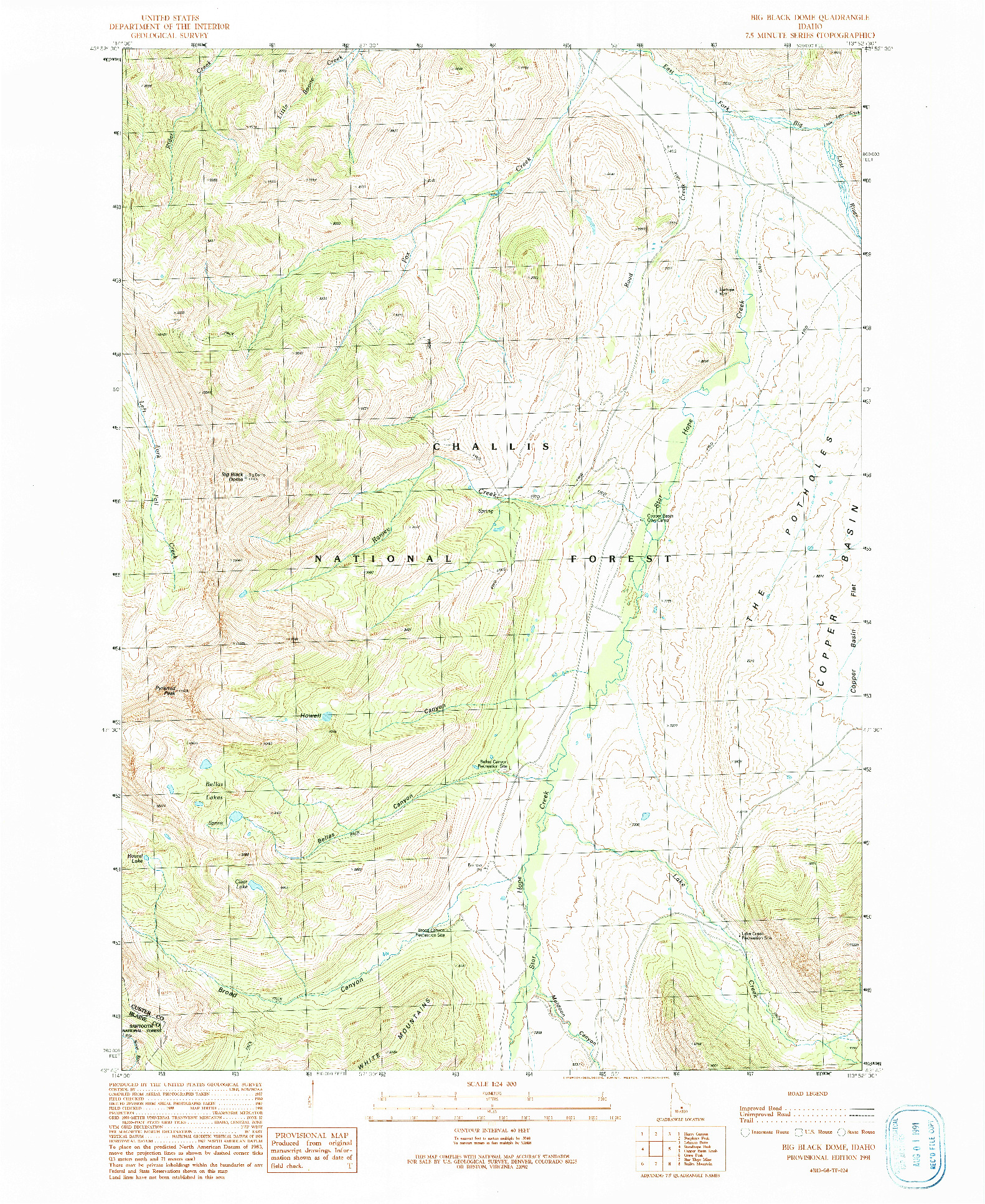 USGS 1:24000-SCALE QUADRANGLE FOR BIG BLACK DOME, ID 1991