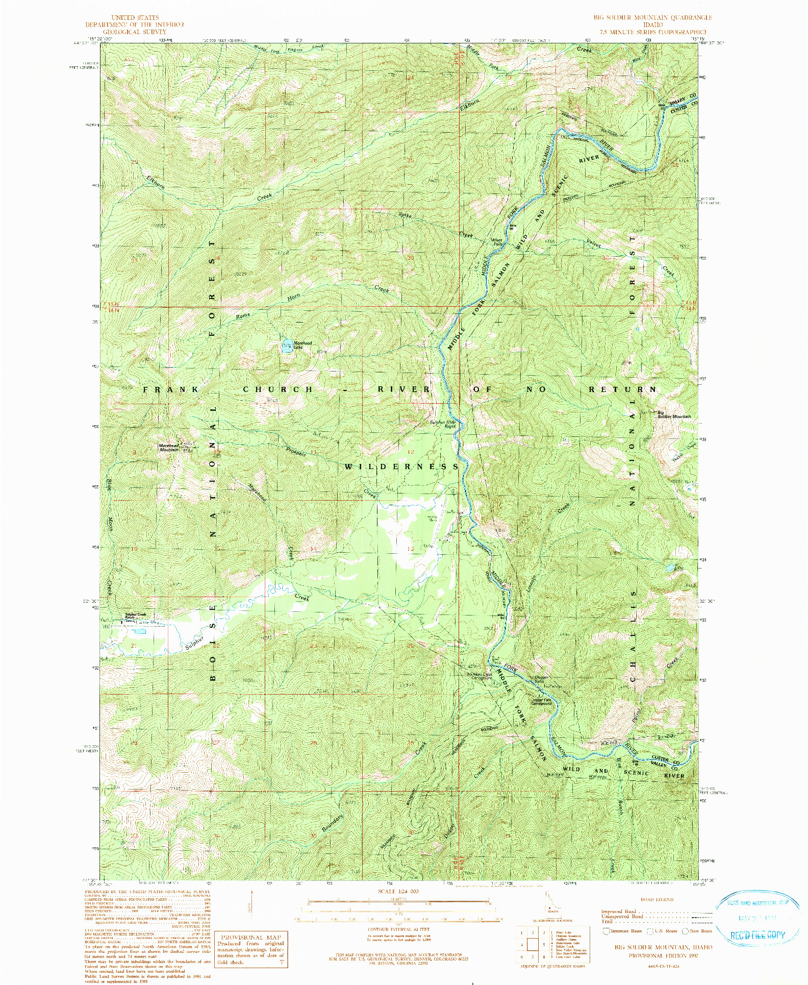 USGS 1:24000-SCALE QUADRANGLE FOR BIG SOLDIER MOUNTAIN, ID 1990