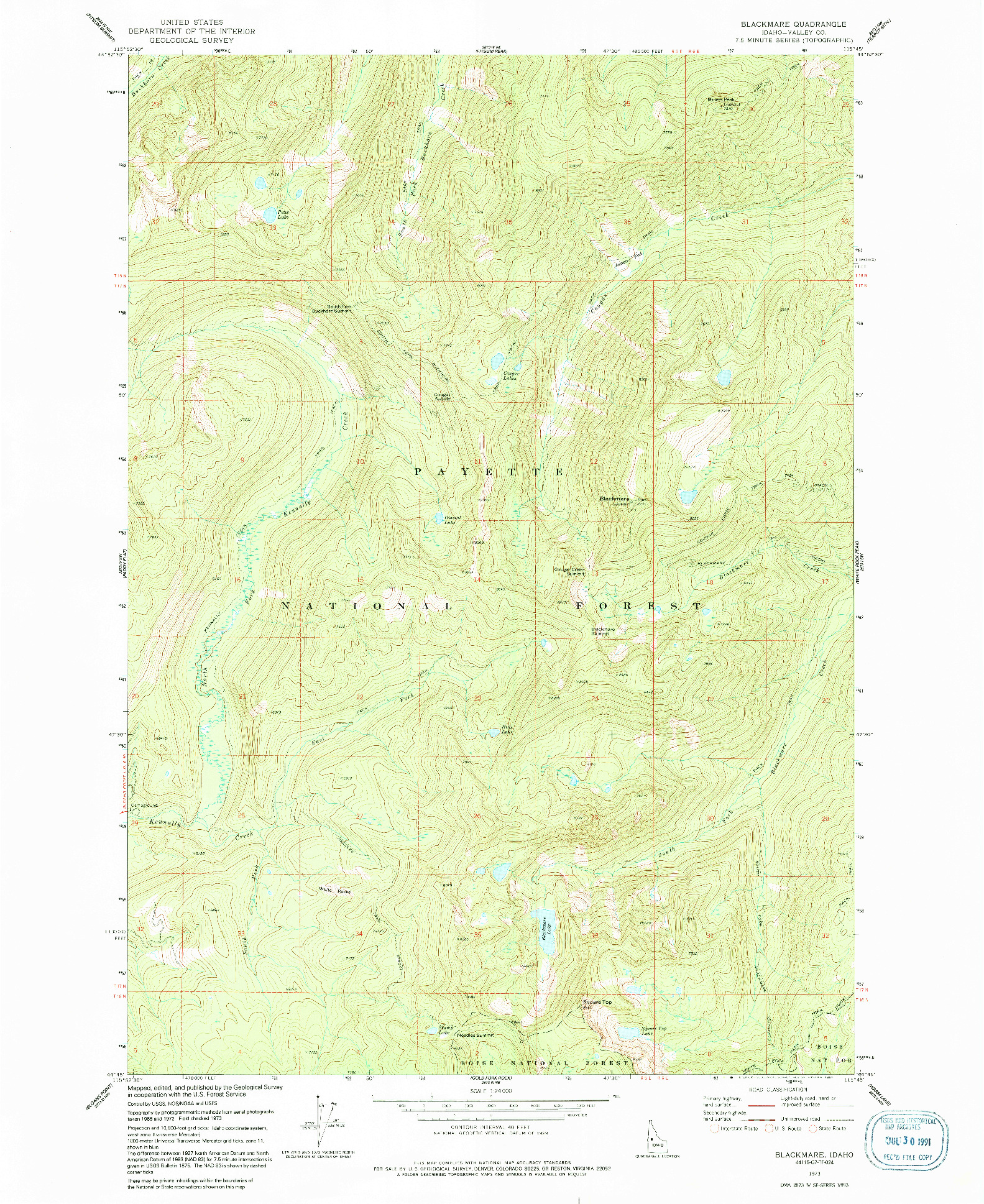 USGS 1:24000-SCALE QUADRANGLE FOR BLACKMARE, ID 1973