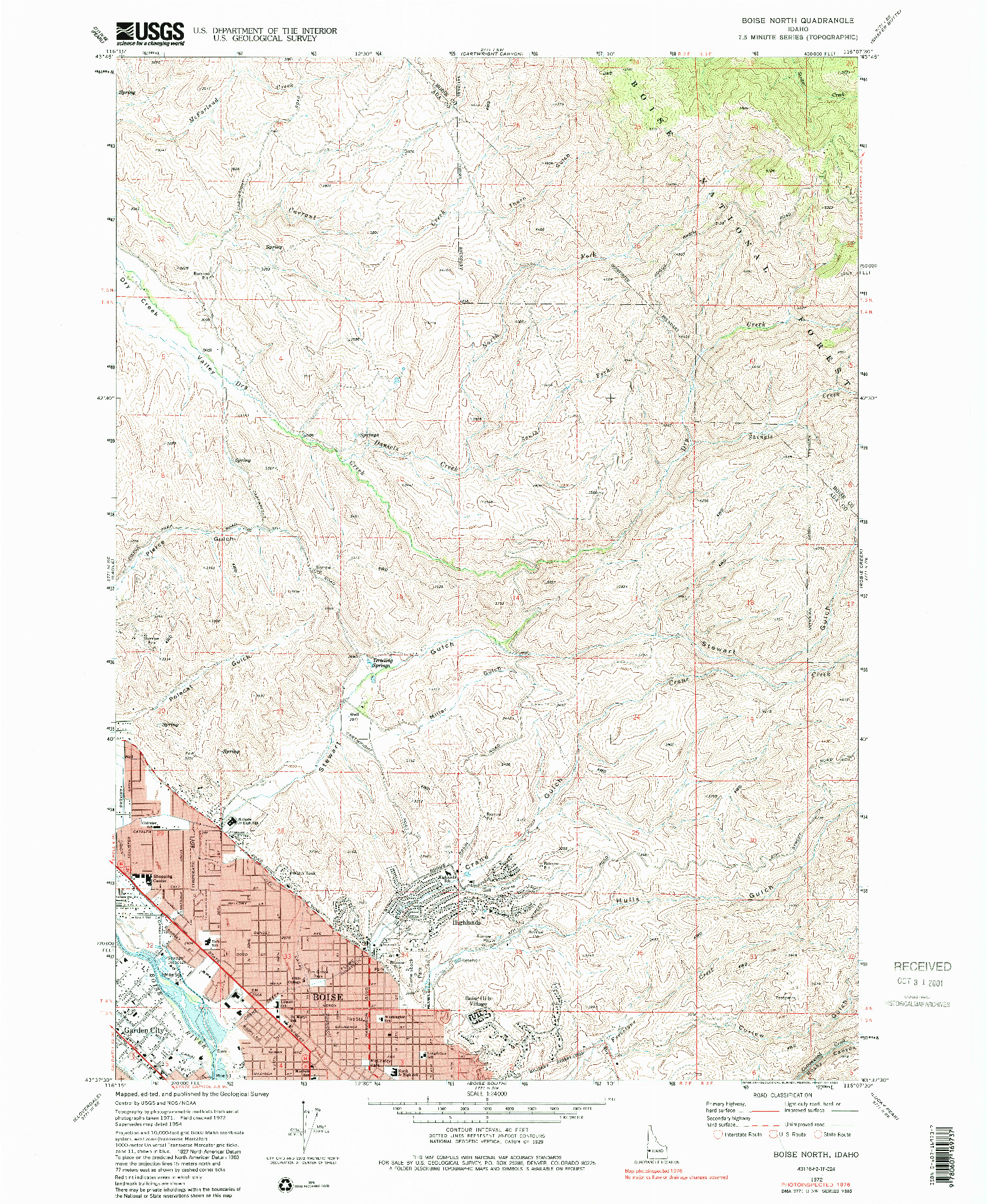 USGS 1:24000-SCALE QUADRANGLE FOR BOISE NORTH, ID 1972