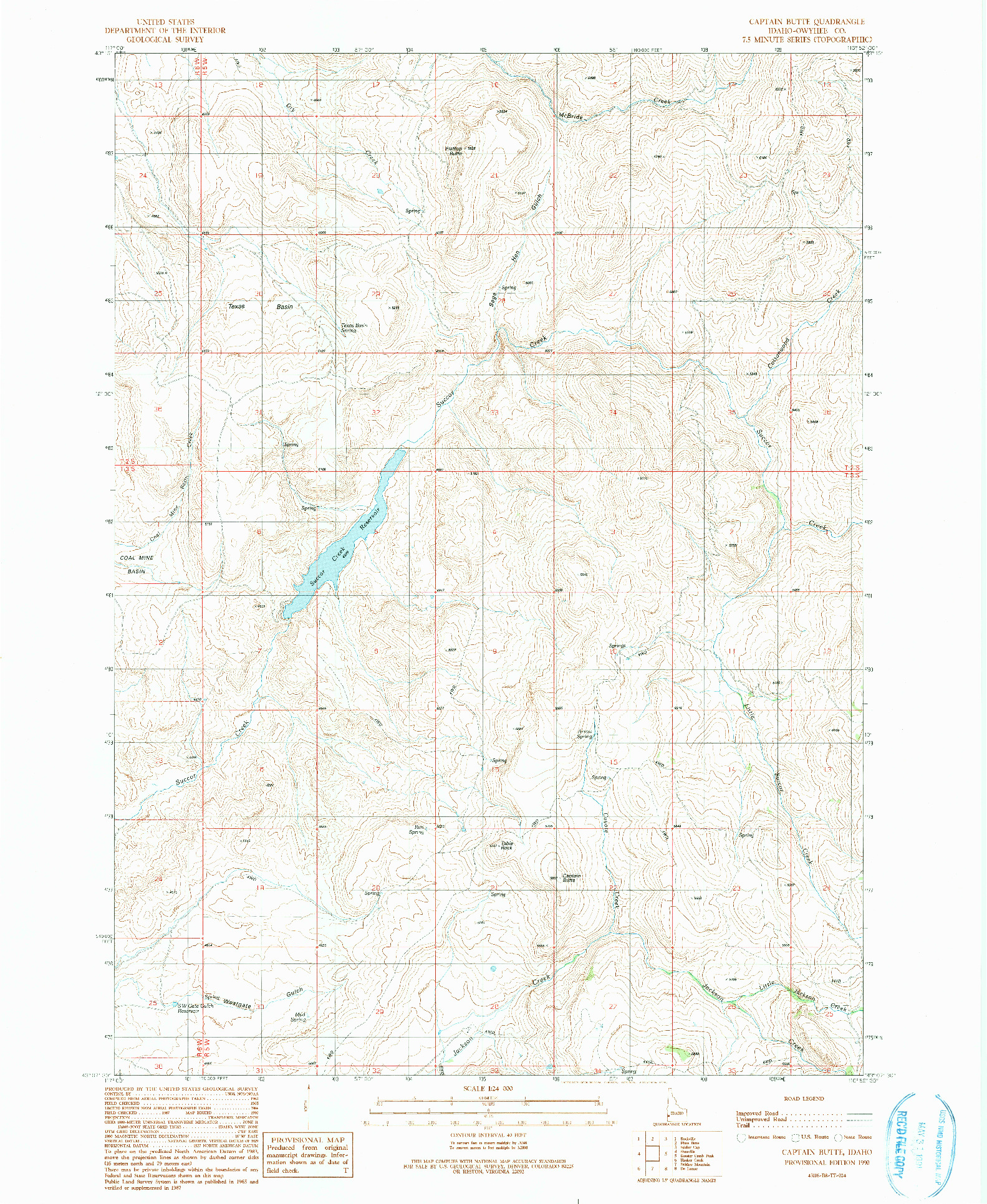 USGS 1:24000-SCALE QUADRANGLE FOR CAPTAIN BUTTE, ID 1990