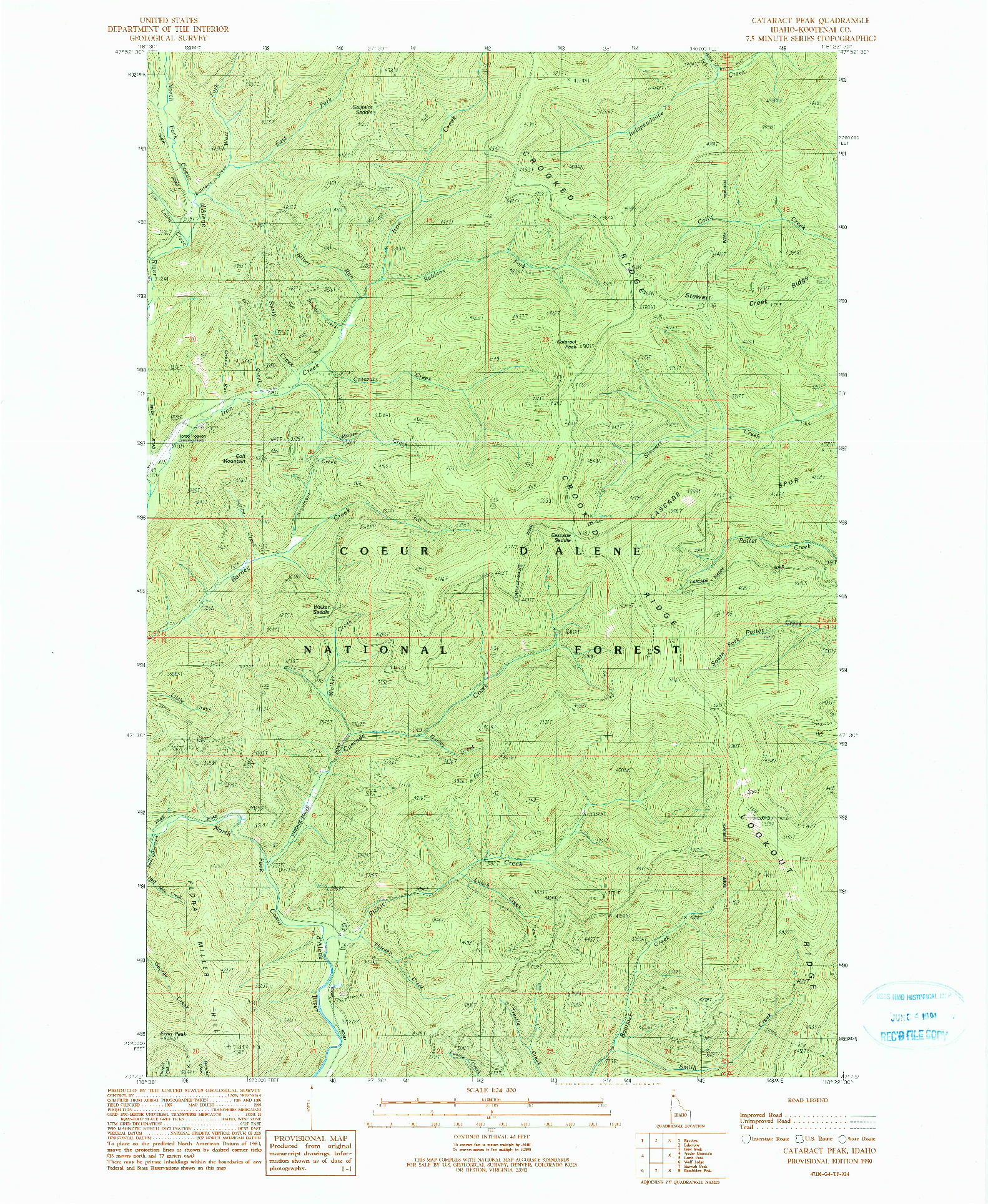 USGS 1:24000-SCALE QUADRANGLE FOR CATARACT PEAK, ID 1990