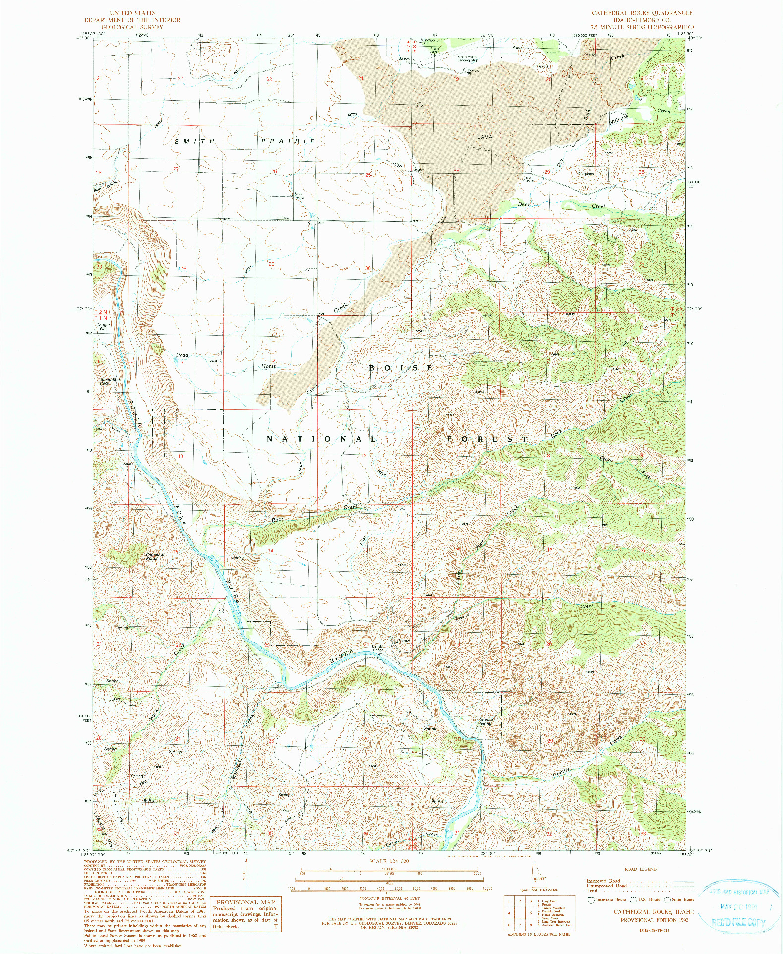 USGS 1:24000-SCALE QUADRANGLE FOR CATHEDRAL ROCKS, ID 1990