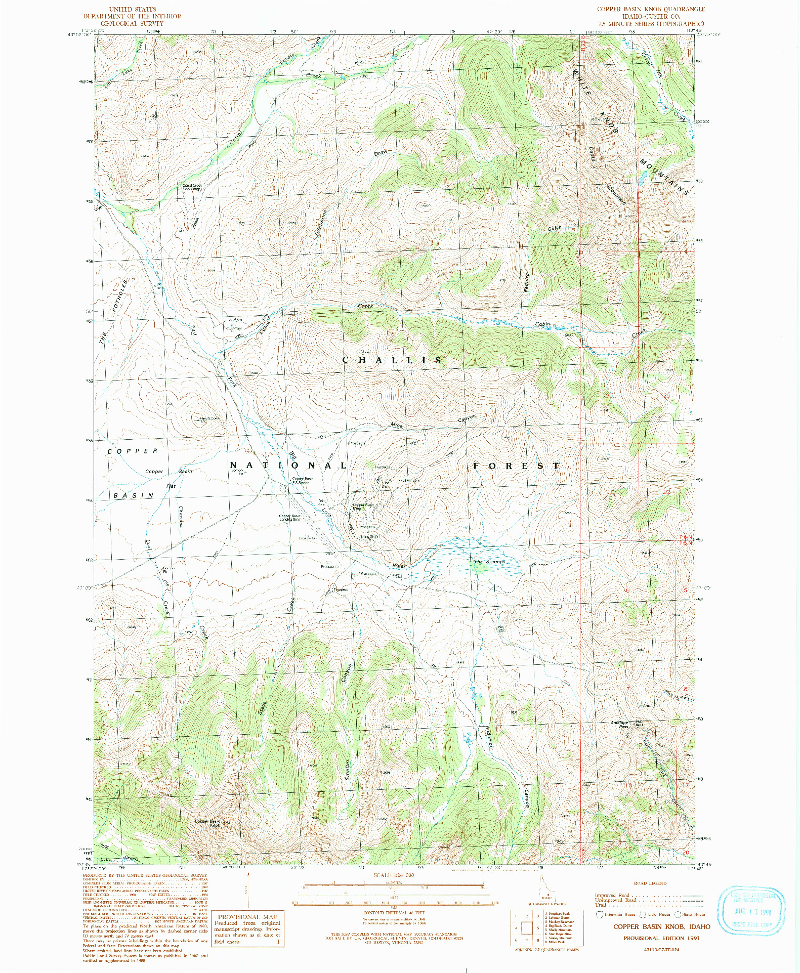 USGS 1:24000-SCALE QUADRANGLE FOR COPPER BASIN KNOB, ID 1991