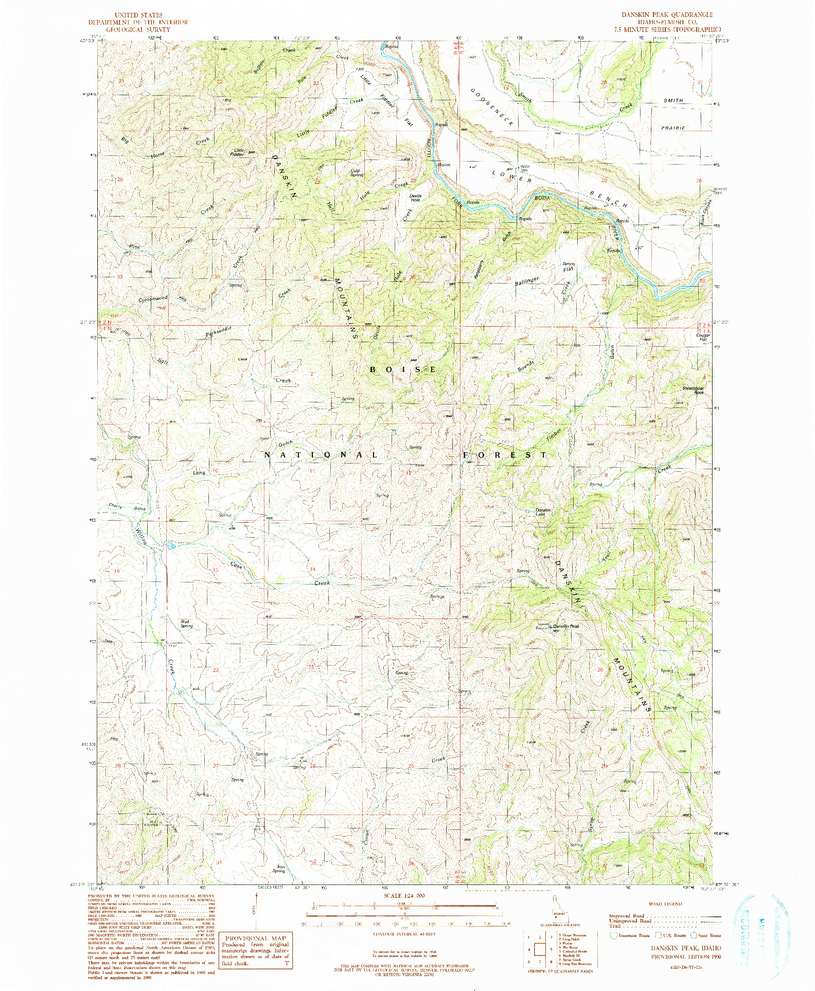 USGS 1:24000-SCALE QUADRANGLE FOR DANSKIN PEAK, ID 1990