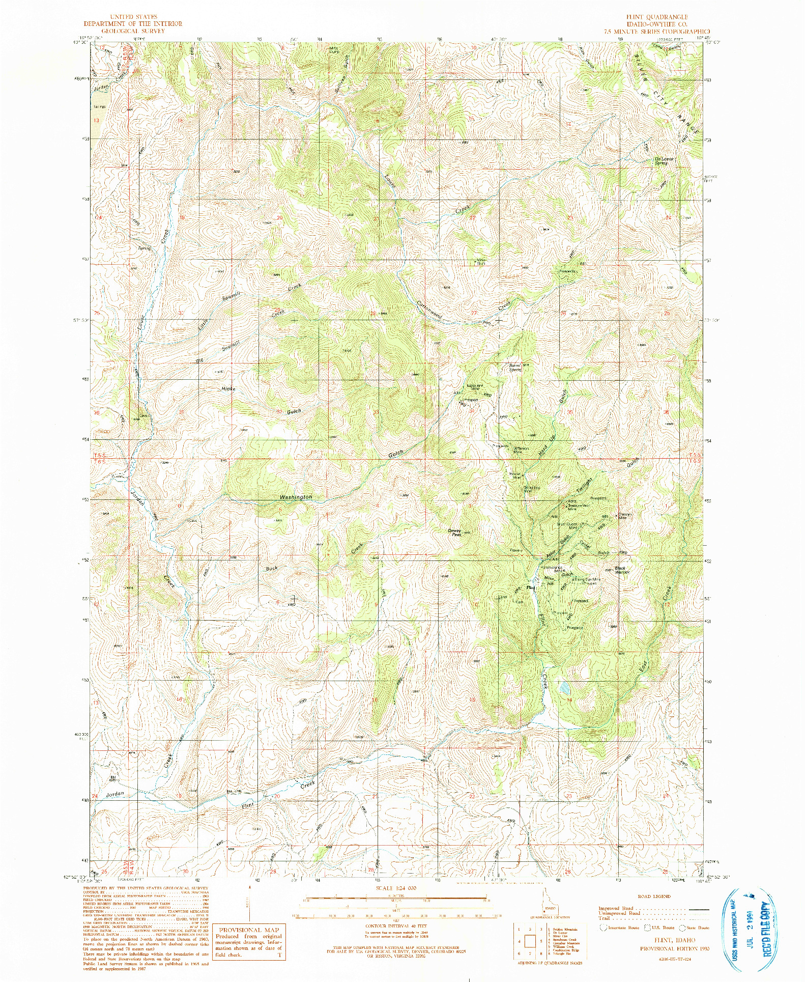 USGS 1:24000-SCALE QUADRANGLE FOR FLINT, ID 1990