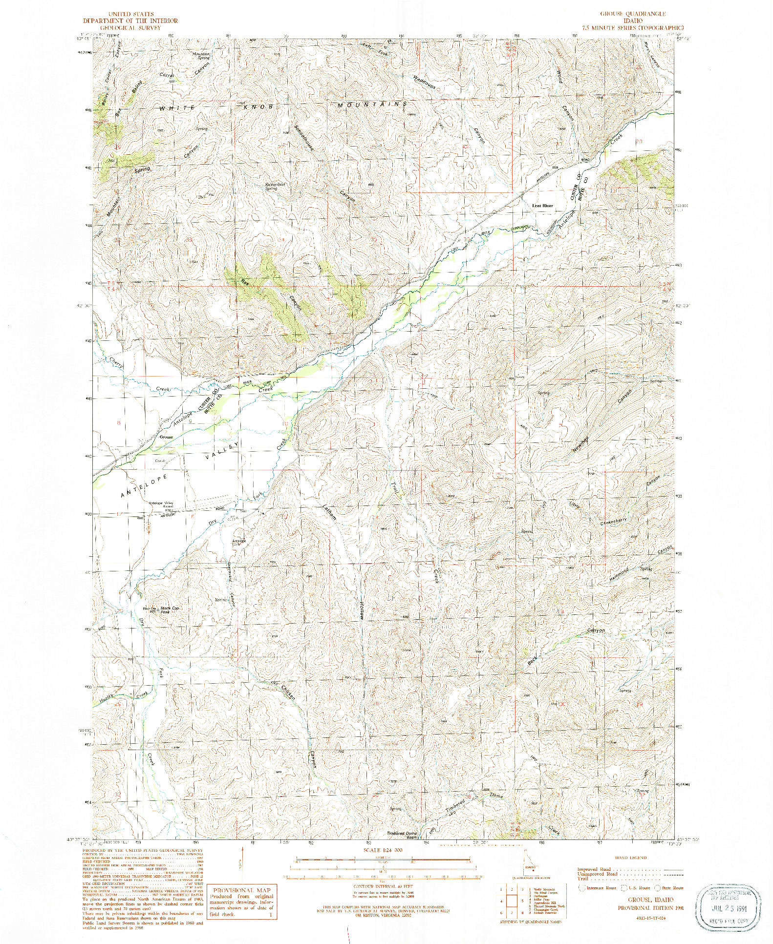 USGS 1:24000-SCALE QUADRANGLE FOR GROUSE, ID 1991