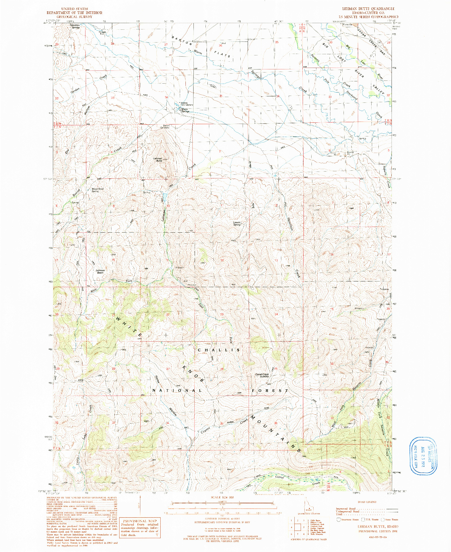 USGS 1:24000-SCALE QUADRANGLE FOR LEHMAN BUTTE, ID 1991