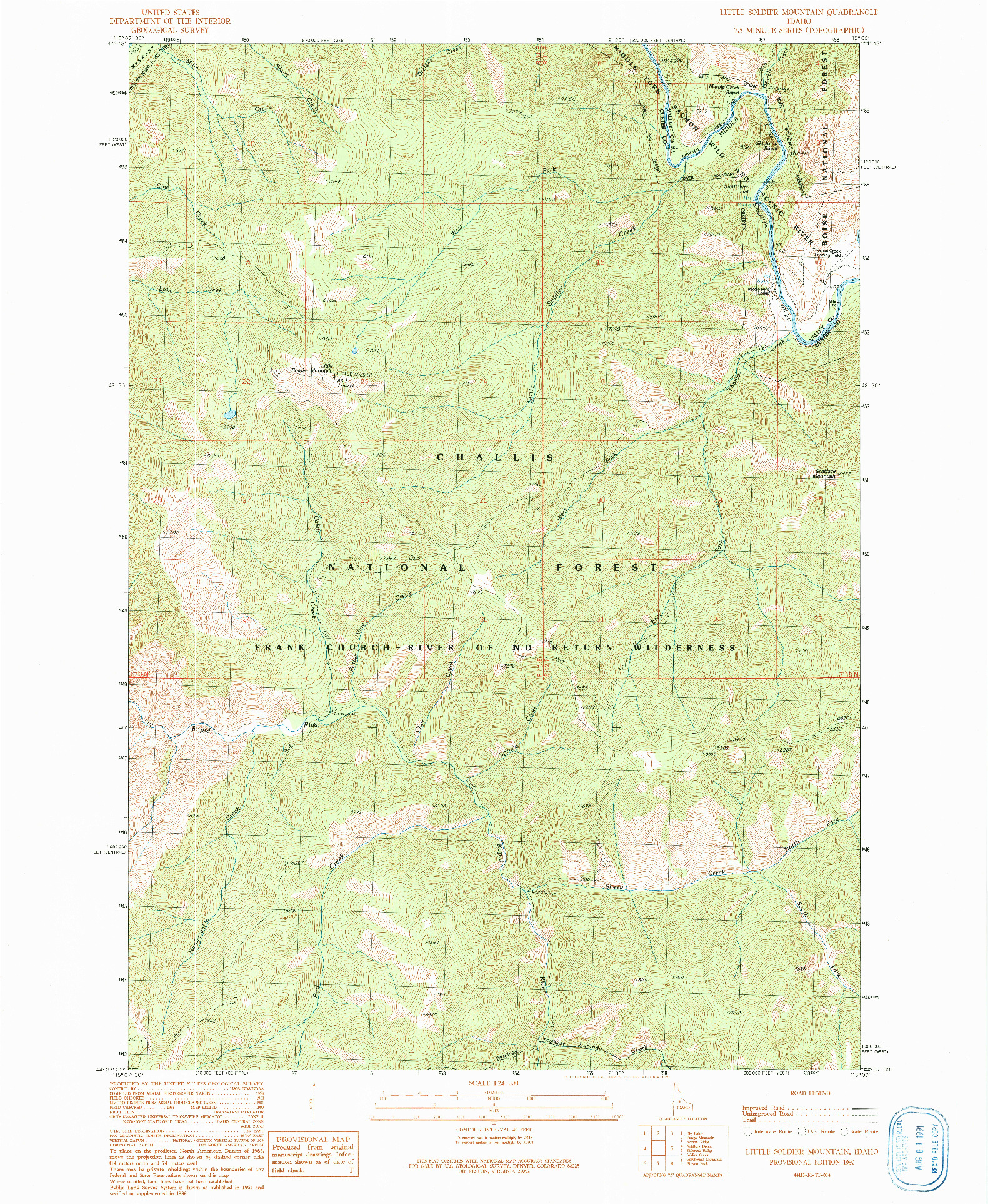 USGS 1:24000-SCALE QUADRANGLE FOR LITTLE SOLDIER MOUNTAIN, ID 1990