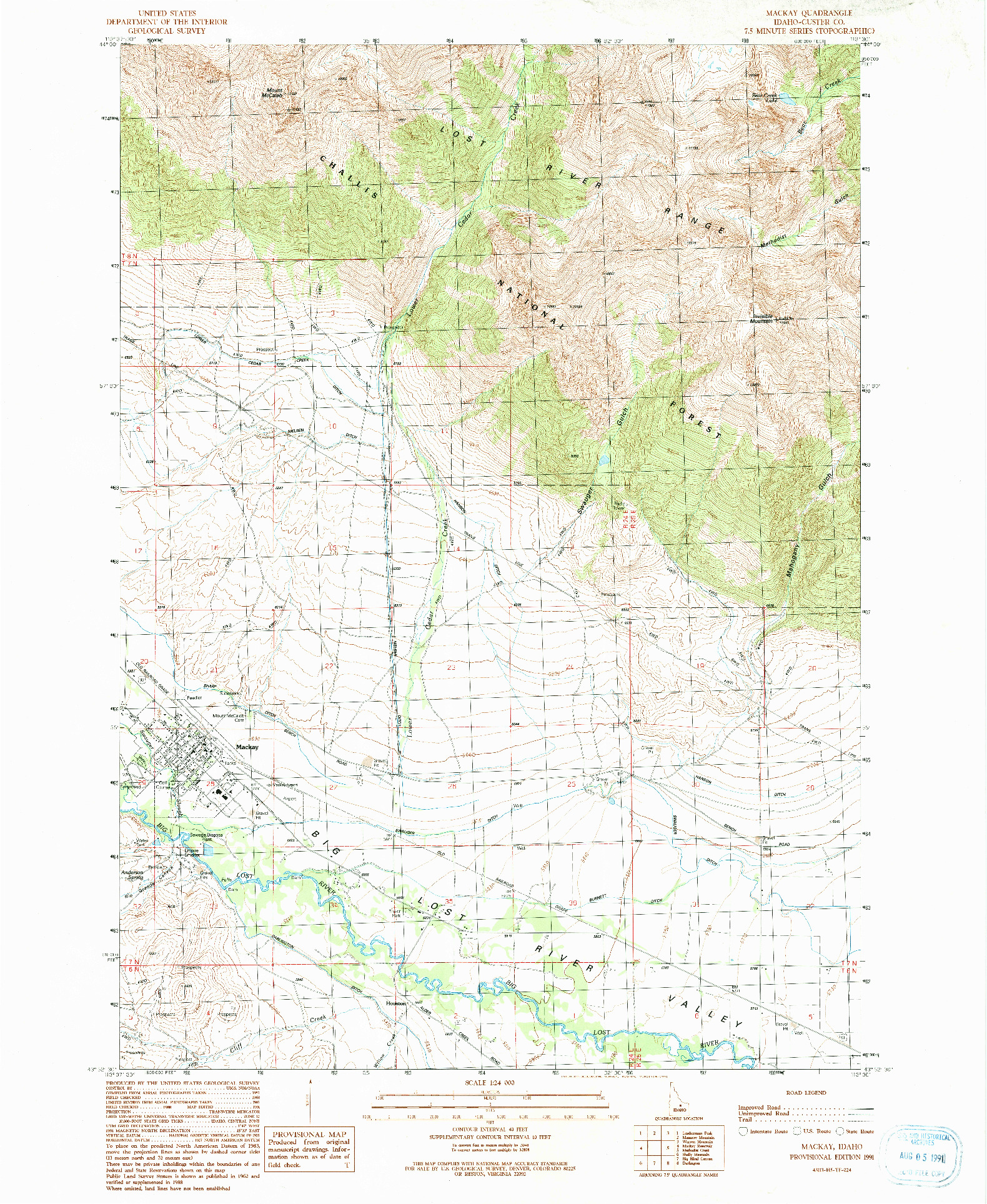 USGS 1:24000-SCALE QUADRANGLE FOR MACKAY, ID 1991