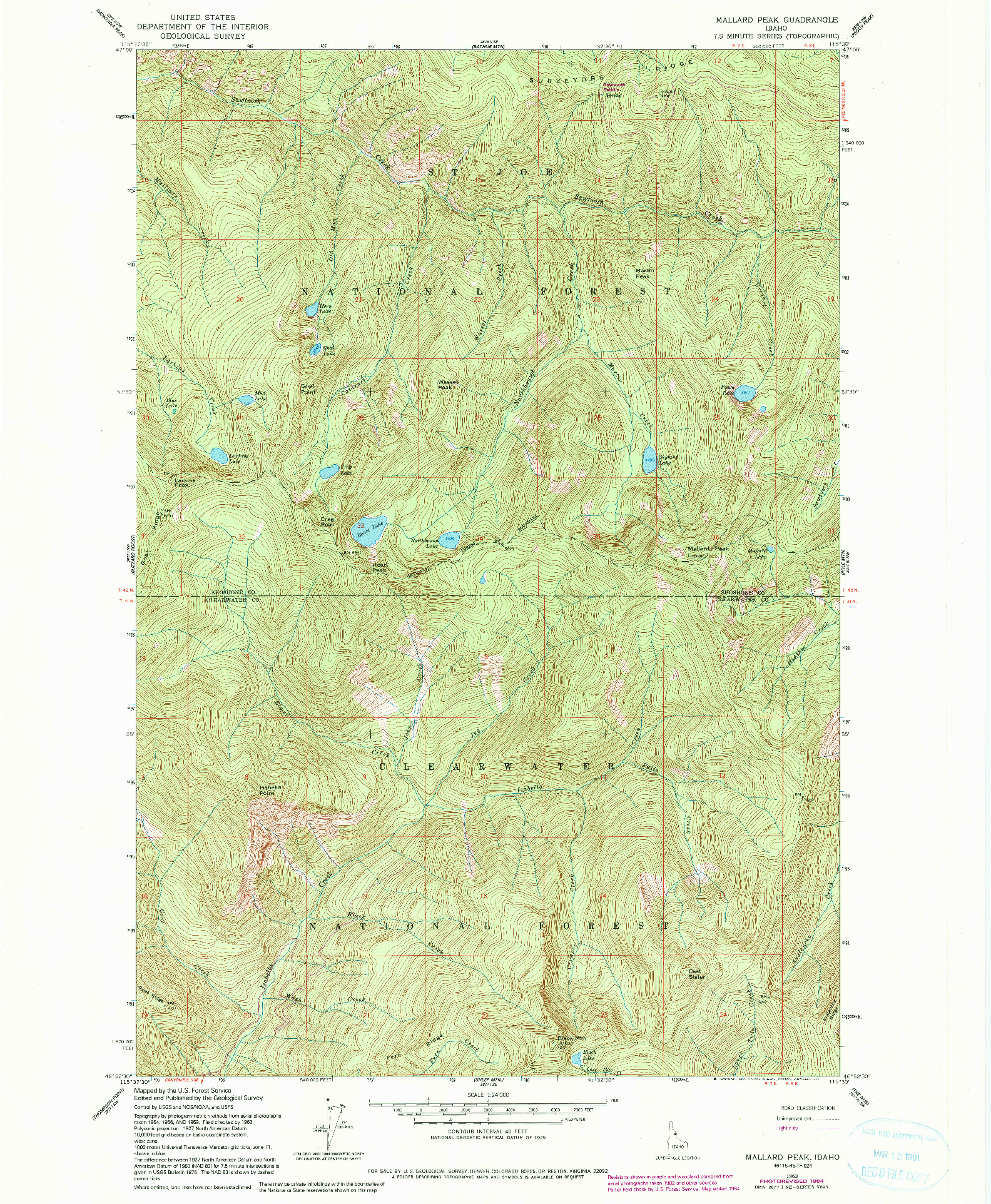USGS 1:24000-SCALE QUADRANGLE FOR MALLARD PEAK, ID 1963