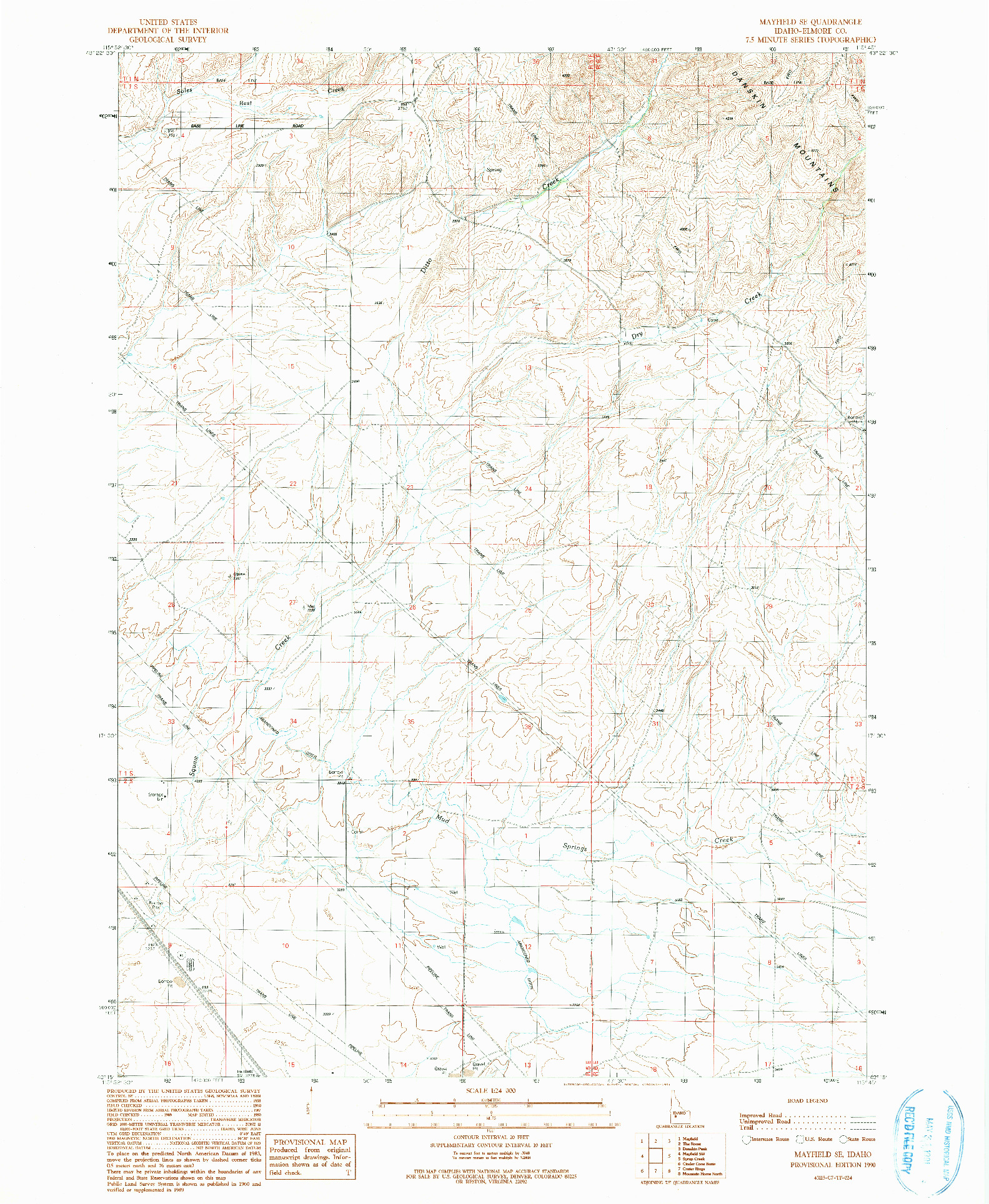 USGS 1:24000-SCALE QUADRANGLE FOR MAYFIELD SE, ID 1990