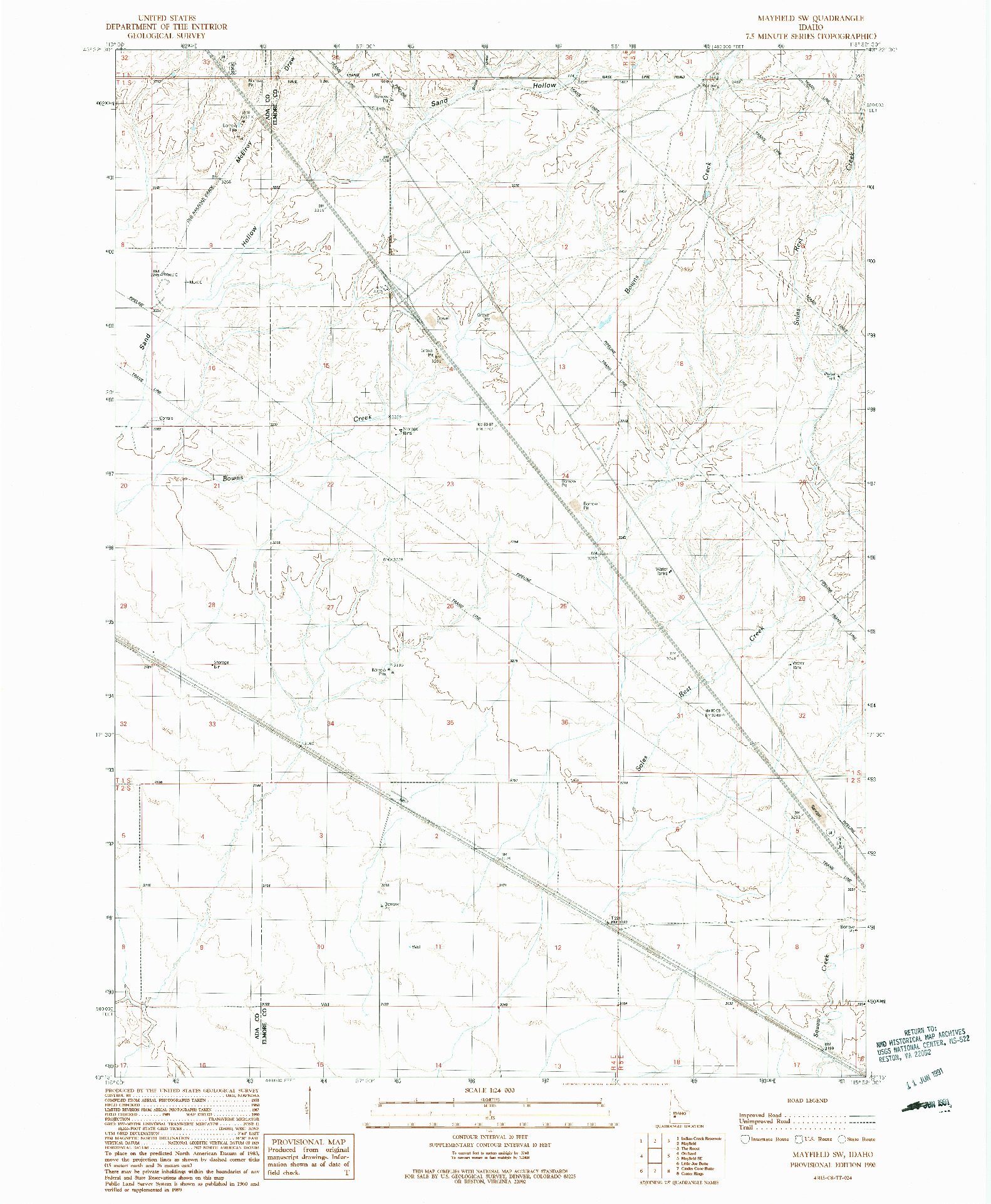 USGS 1:24000-SCALE QUADRANGLE FOR MAYFIELD SW, ID 1990