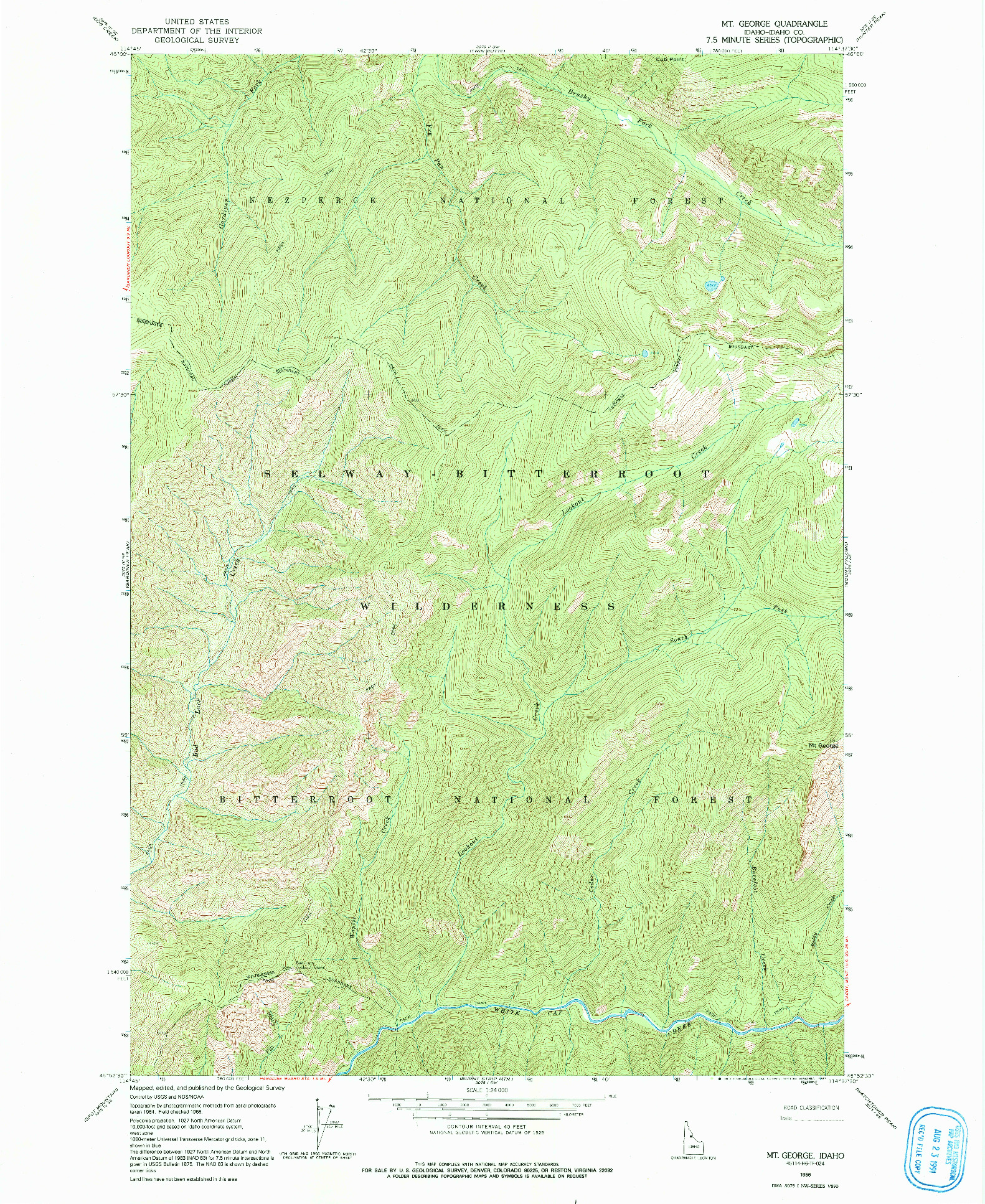 USGS 1:24000-SCALE QUADRANGLE FOR MT GEORGE, ID 1966