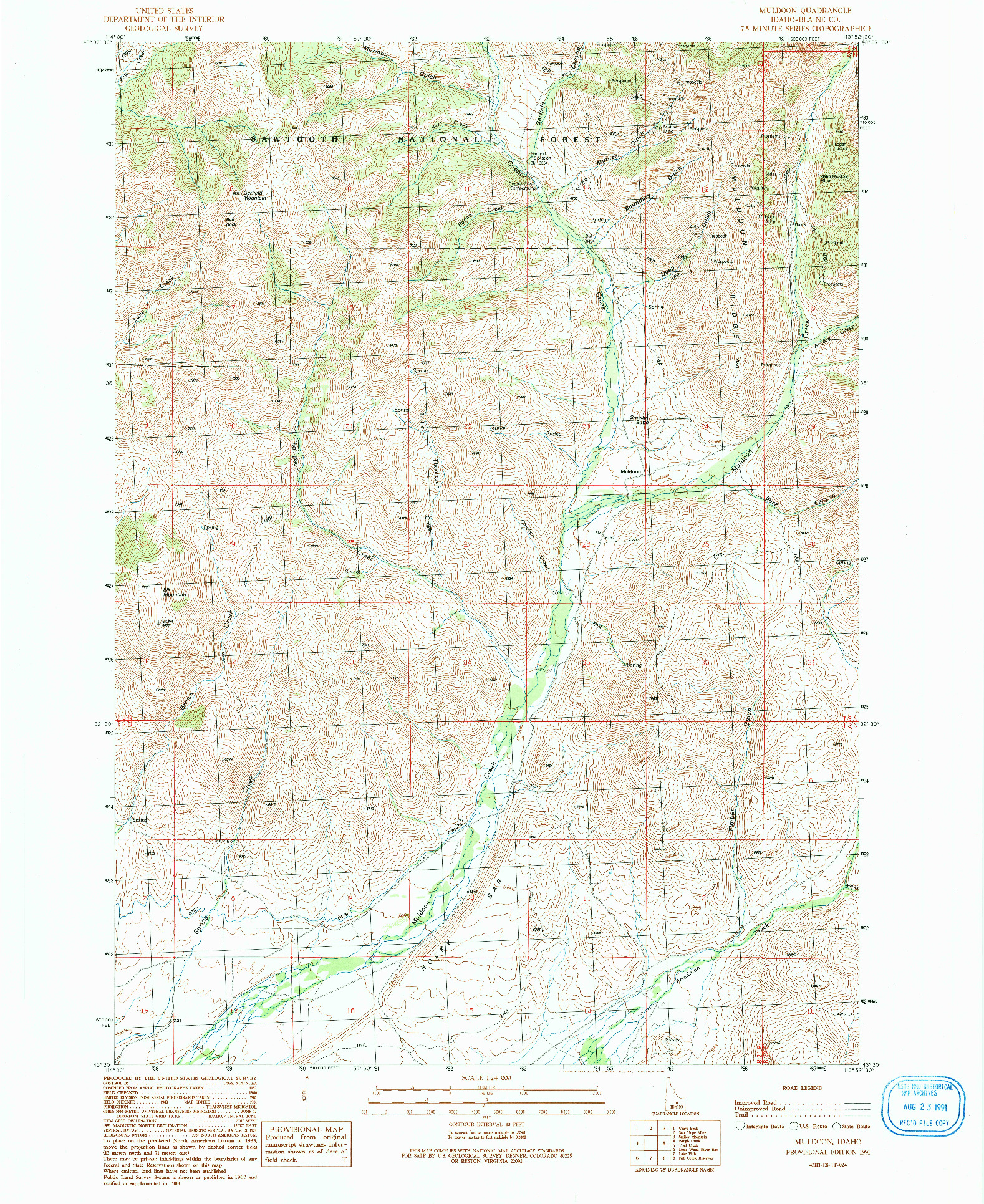 USGS 1:24000-SCALE QUADRANGLE FOR MULDOON, ID 1991