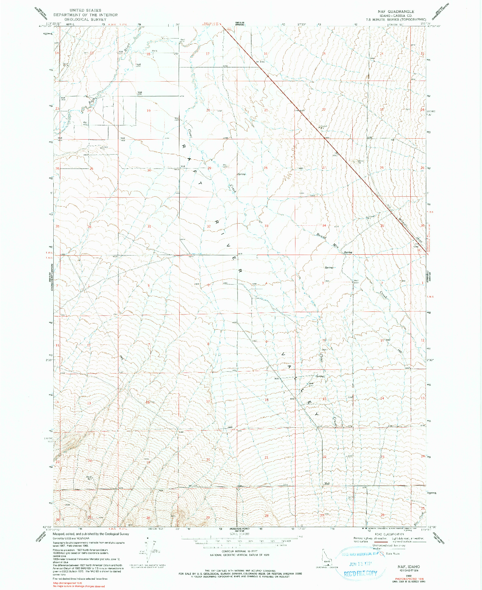 USGS 1:24000-SCALE QUADRANGLE FOR NAF, ID 1968