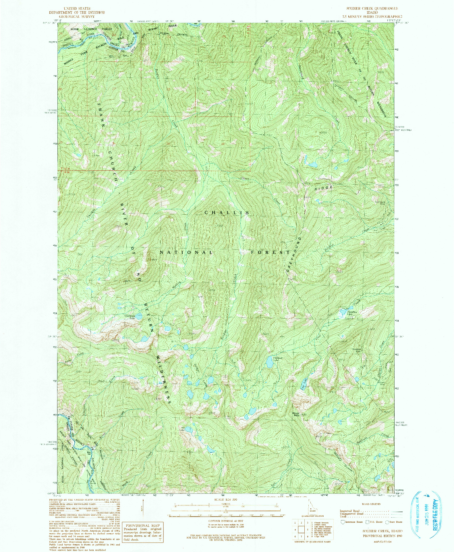 USGS 1:24000-SCALE QUADRANGLE FOR SOLDIER CREEK, ID 1990