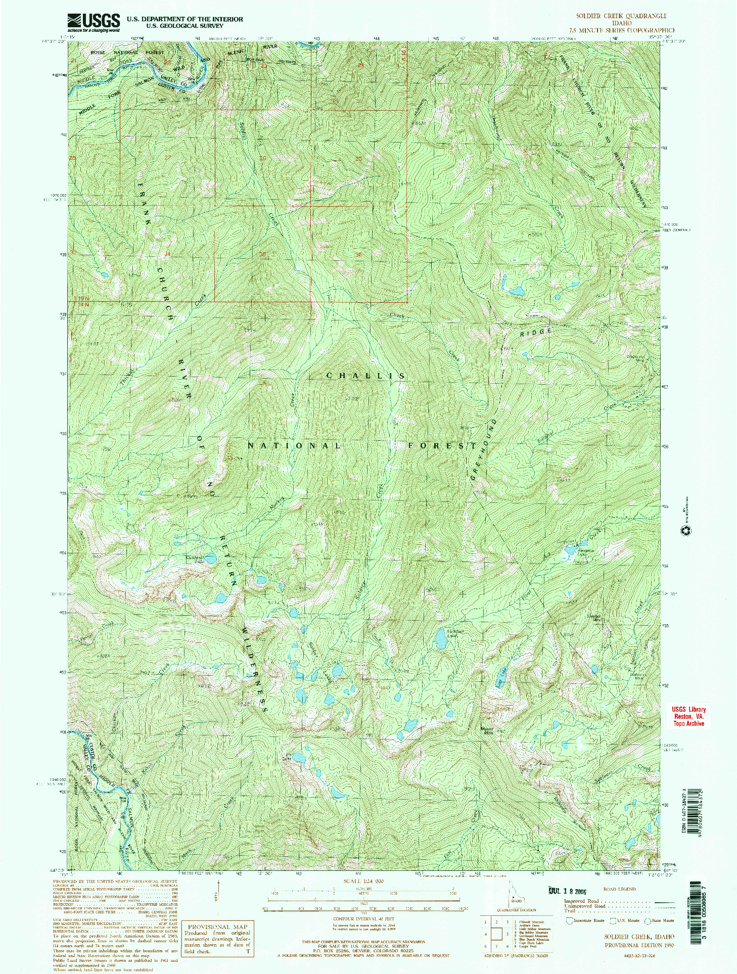 USGS 1:24000-SCALE QUADRANGLE FOR SOLDIER CREEK, ID 1990