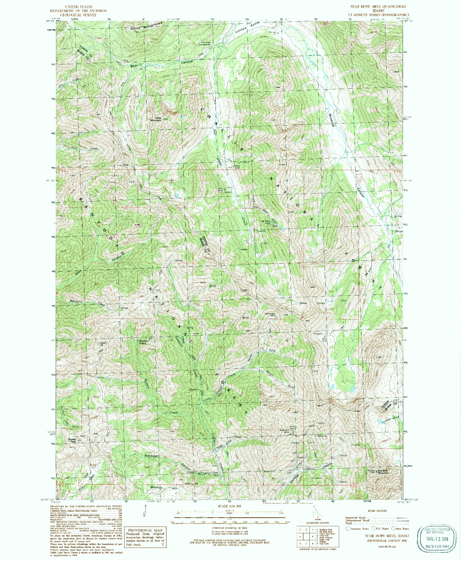 USGS 1:24000-SCALE QUADRANGLE FOR STAR HOPE MINE, ID 1991