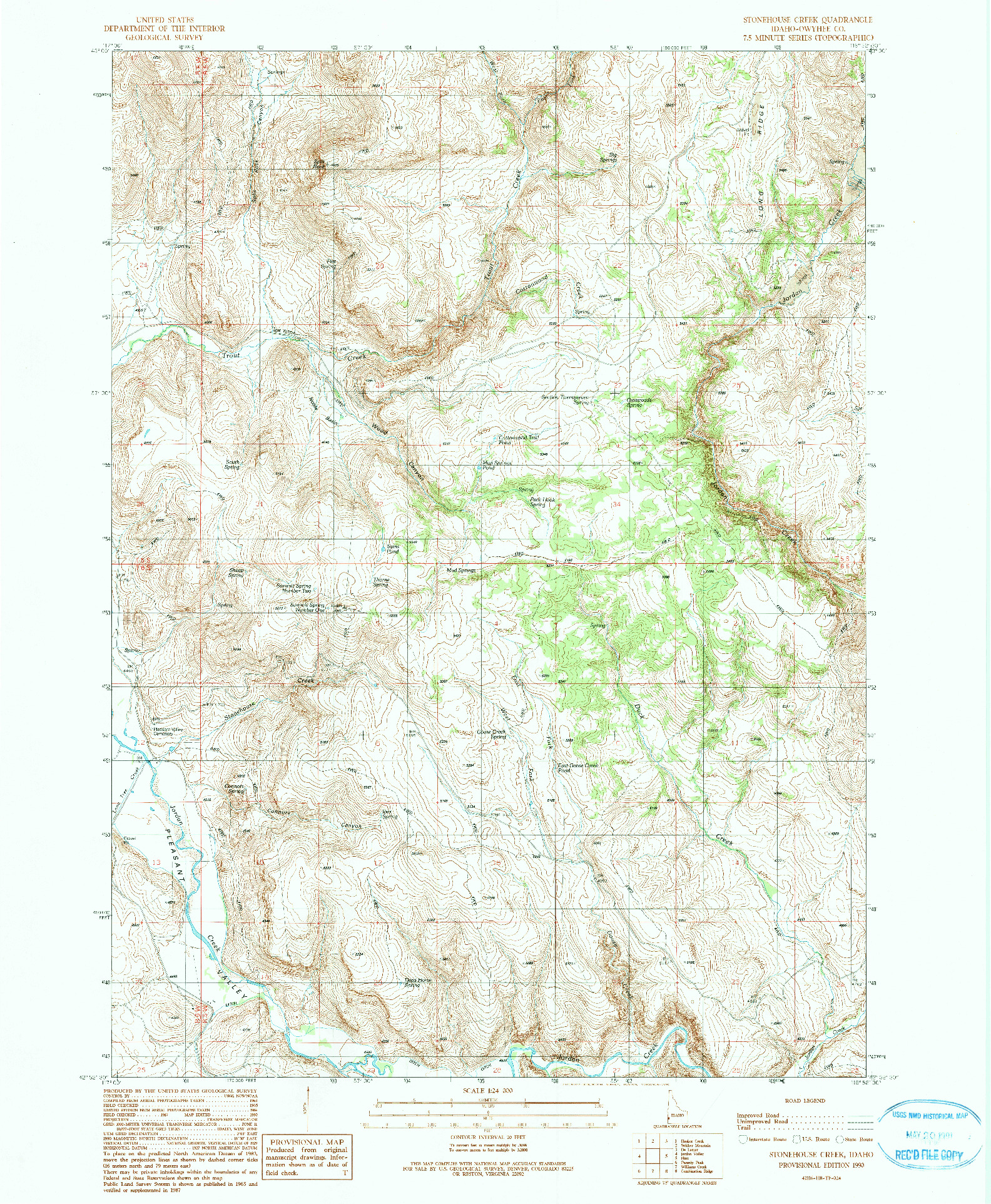 USGS 1:24000-SCALE QUADRANGLE FOR STONEHOUSE CREEK, ID 1990