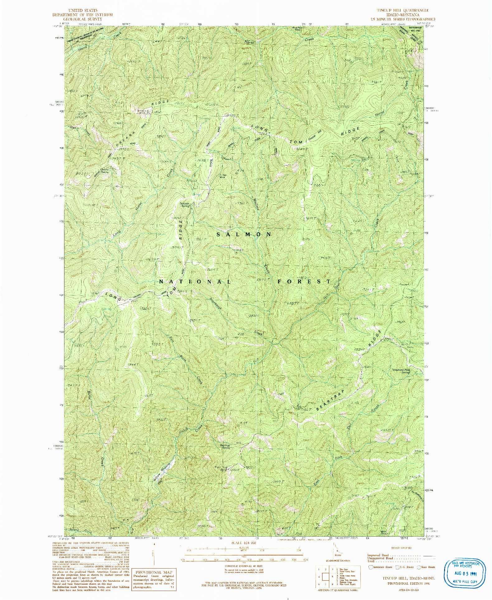 USGS 1:24000-SCALE QUADRANGLE FOR TINCUP HILL, ID 1991