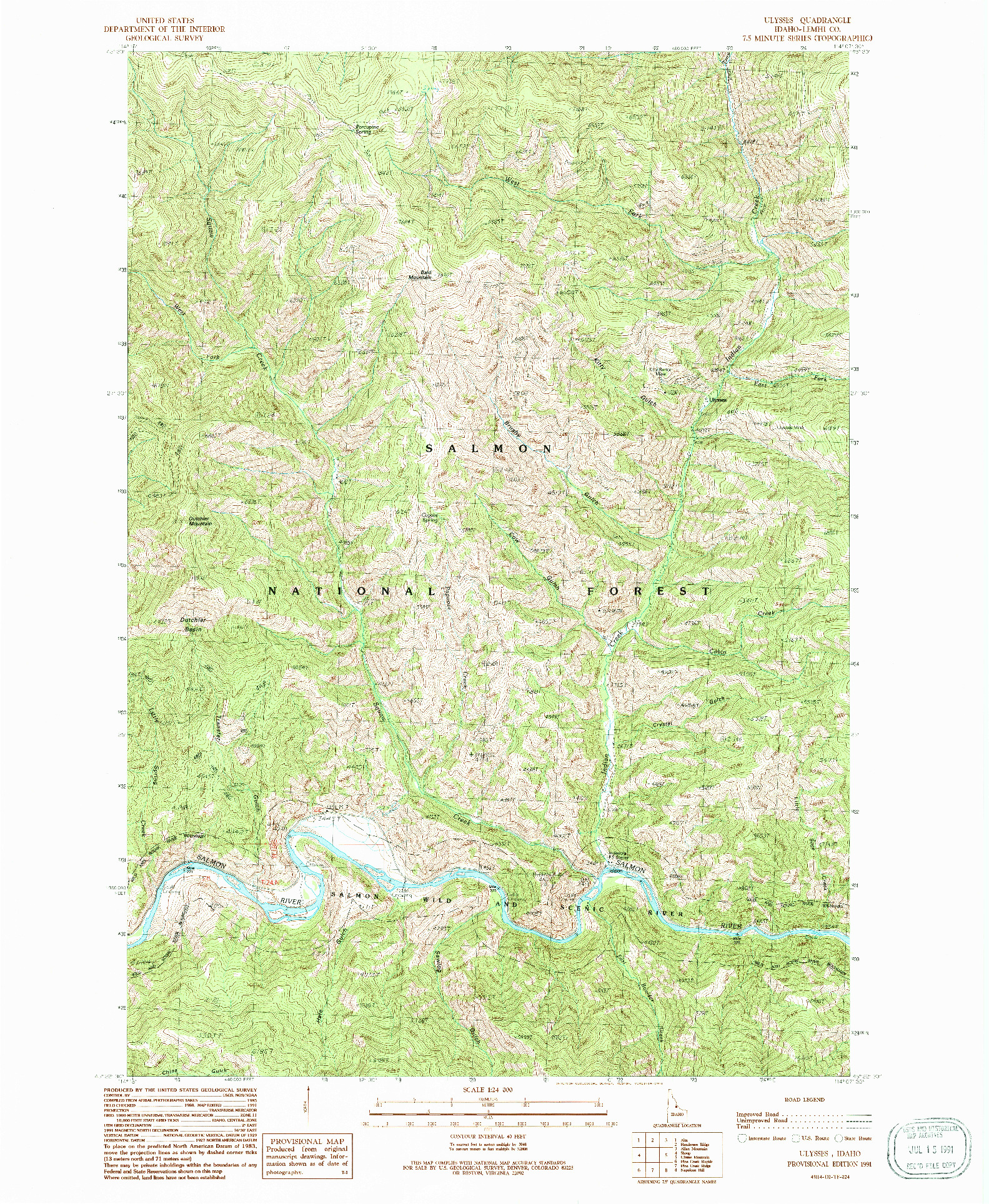 USGS 1:24000-SCALE QUADRANGLE FOR ULYSSES, ID 1991