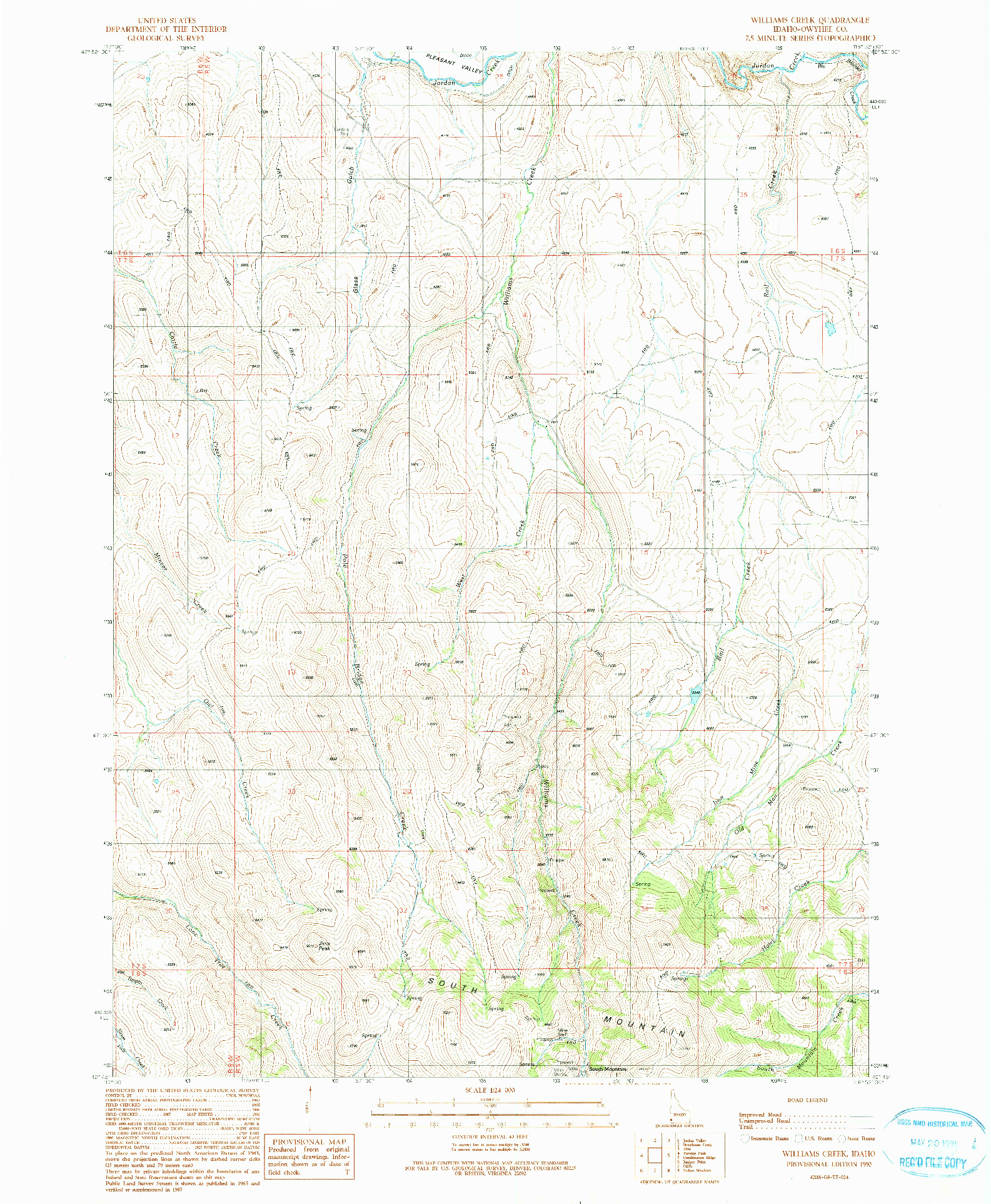 USGS 1:24000-SCALE QUADRANGLE FOR WILLIAMS CREEK, ID 1990