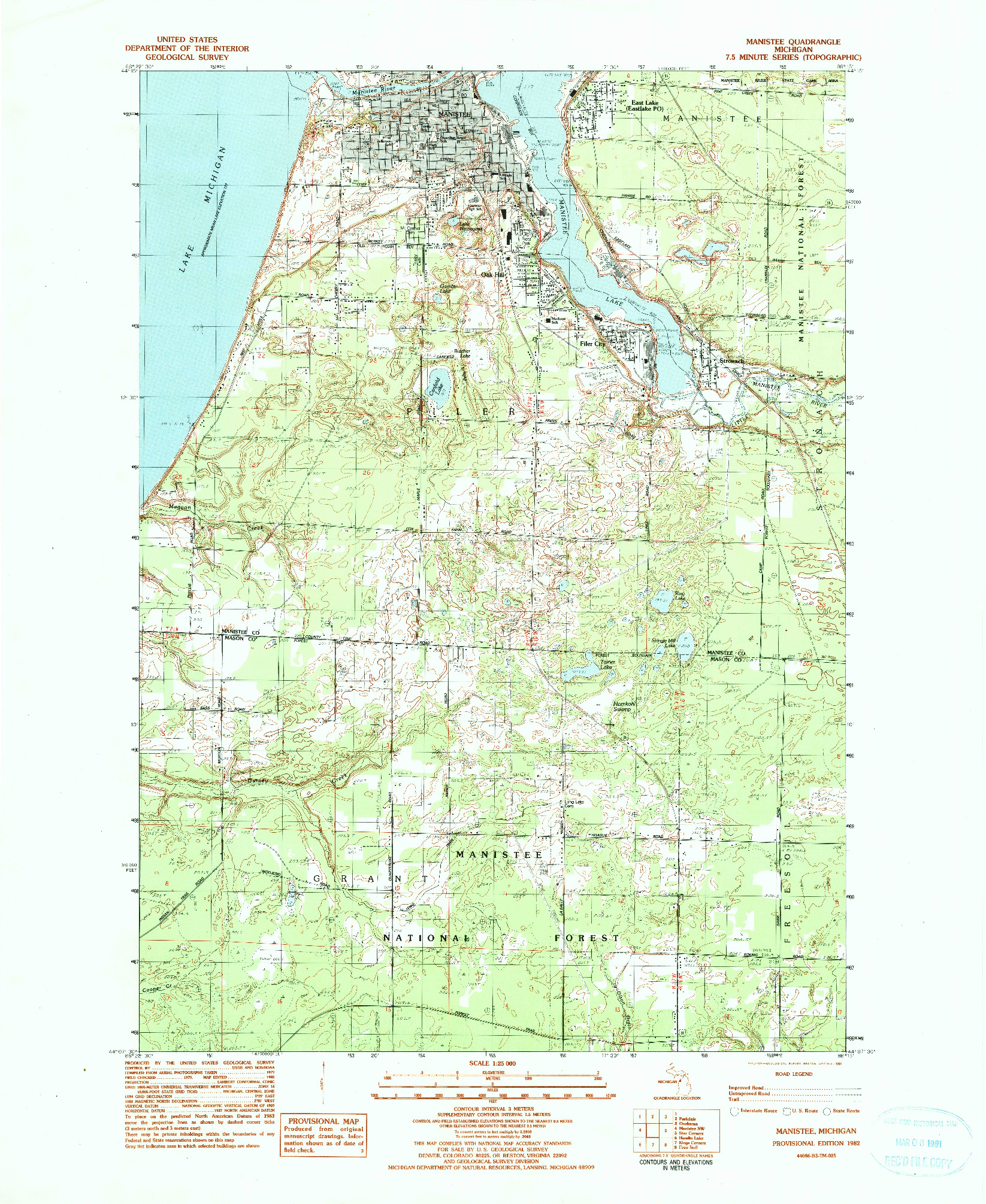 USGS 1:24000-SCALE QUADRANGLE FOR MANISTEE, MI 1982