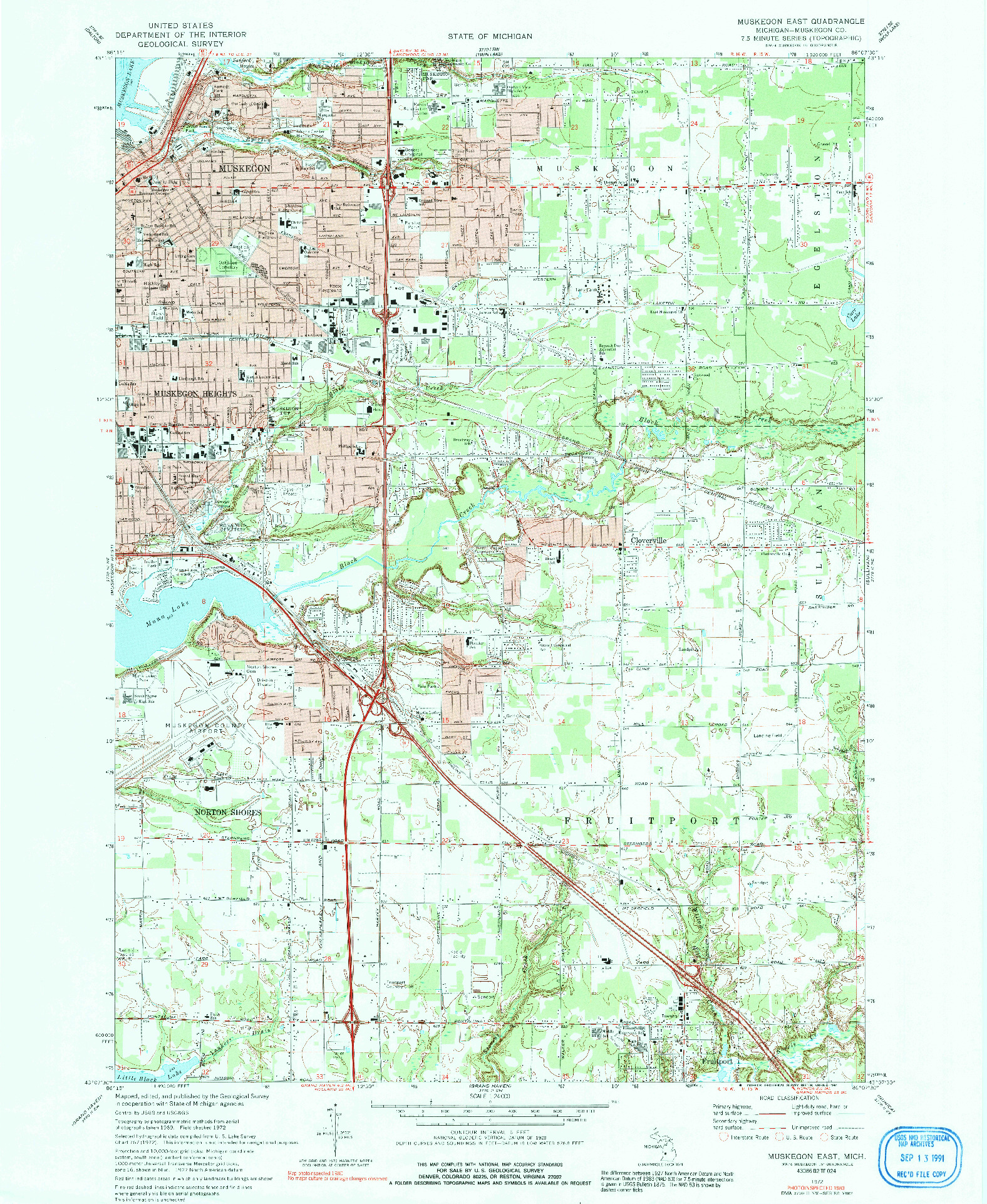 USGS 1:24000-SCALE QUADRANGLE FOR MUSKEGON EAST, MI 1972