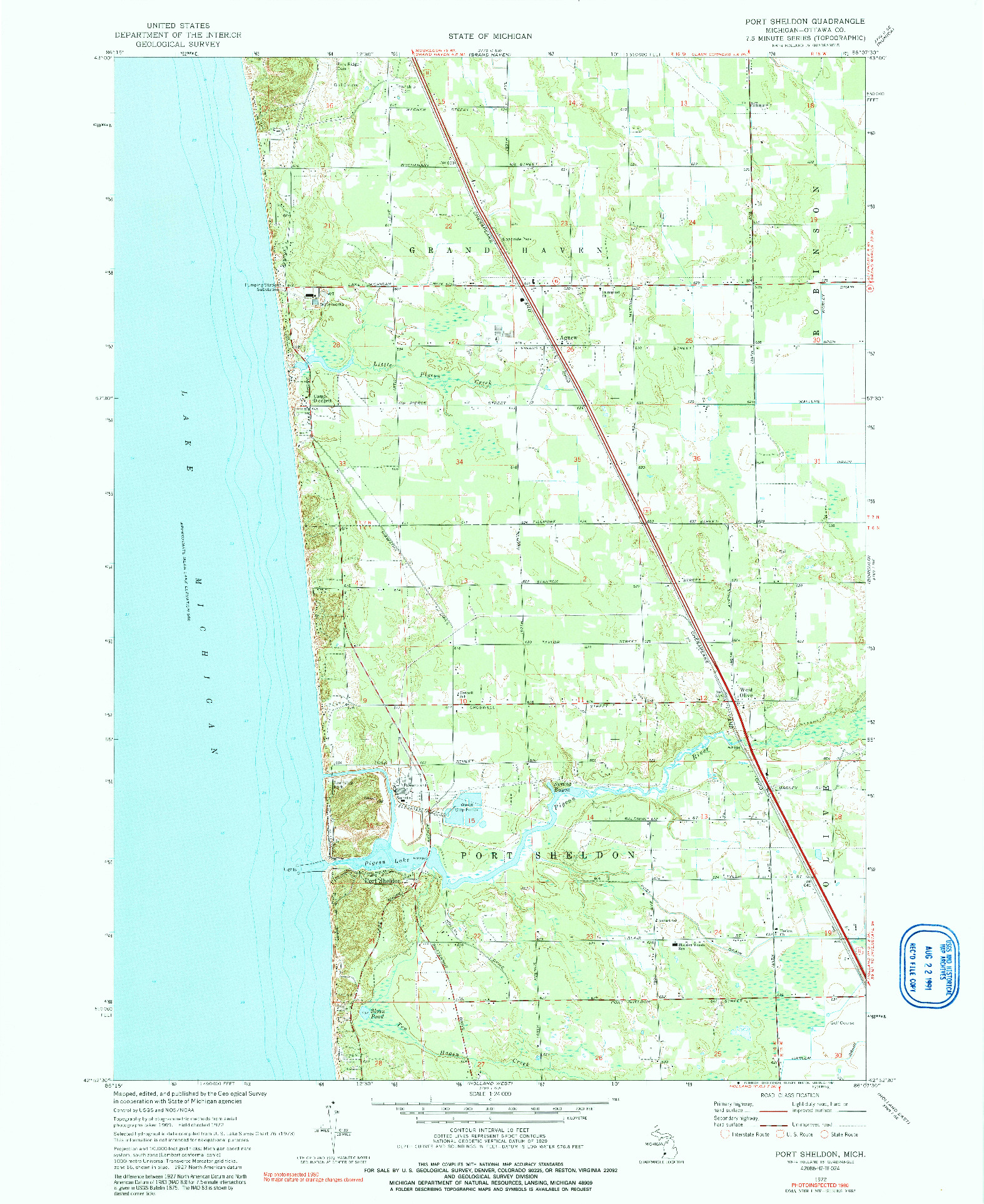 USGS 1:24000-SCALE QUADRANGLE FOR PORT SHELDON, MI 1972