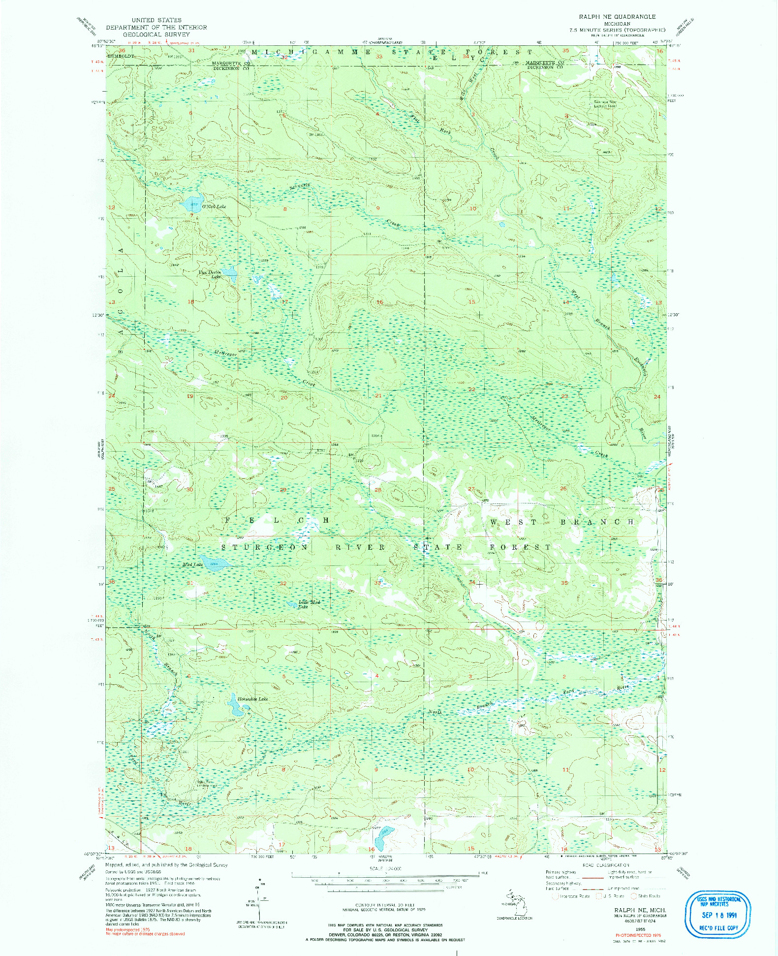 USGS 1:24000-SCALE QUADRANGLE FOR RALPH NE, MI 1955