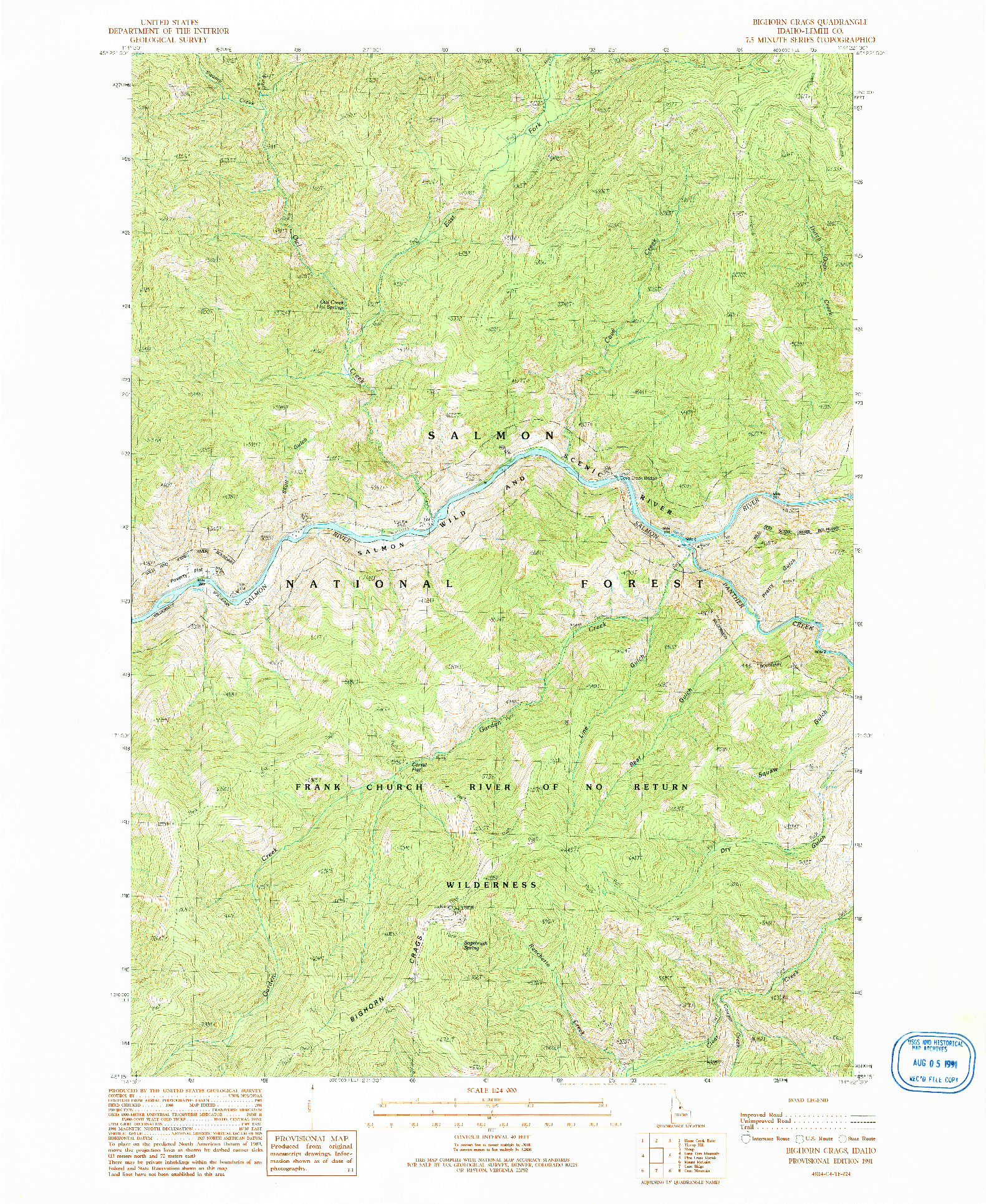 USGS 1:24000-SCALE QUADRANGLE FOR BIGHORN CRAGS, ID 1991