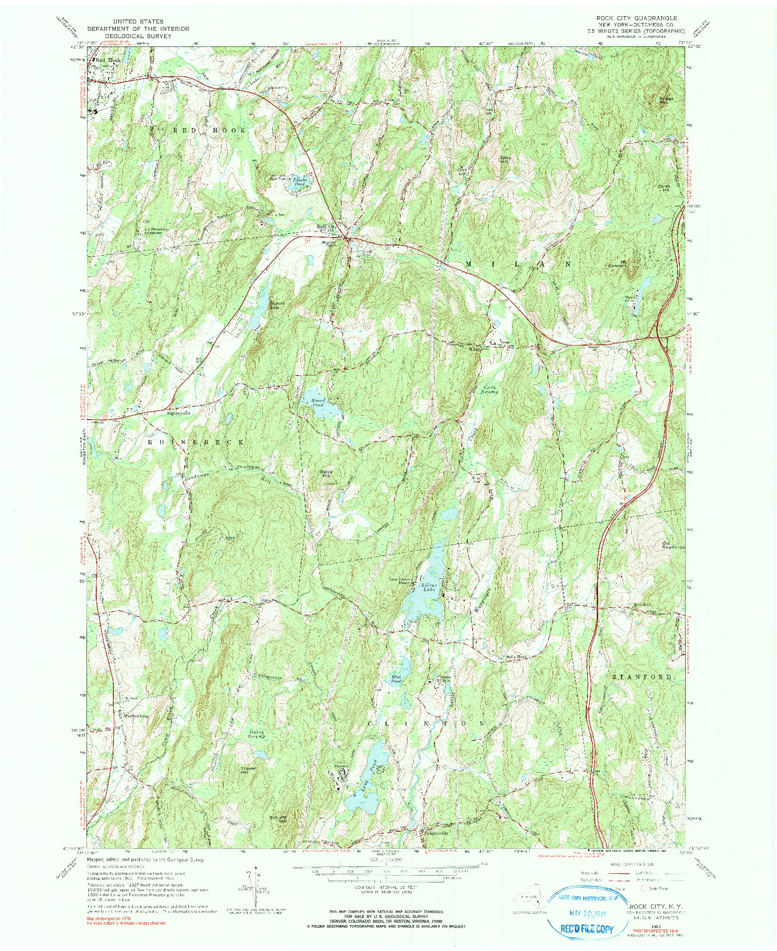 USGS 1:24000-SCALE QUADRANGLE FOR ROCK CITY, NY 1963