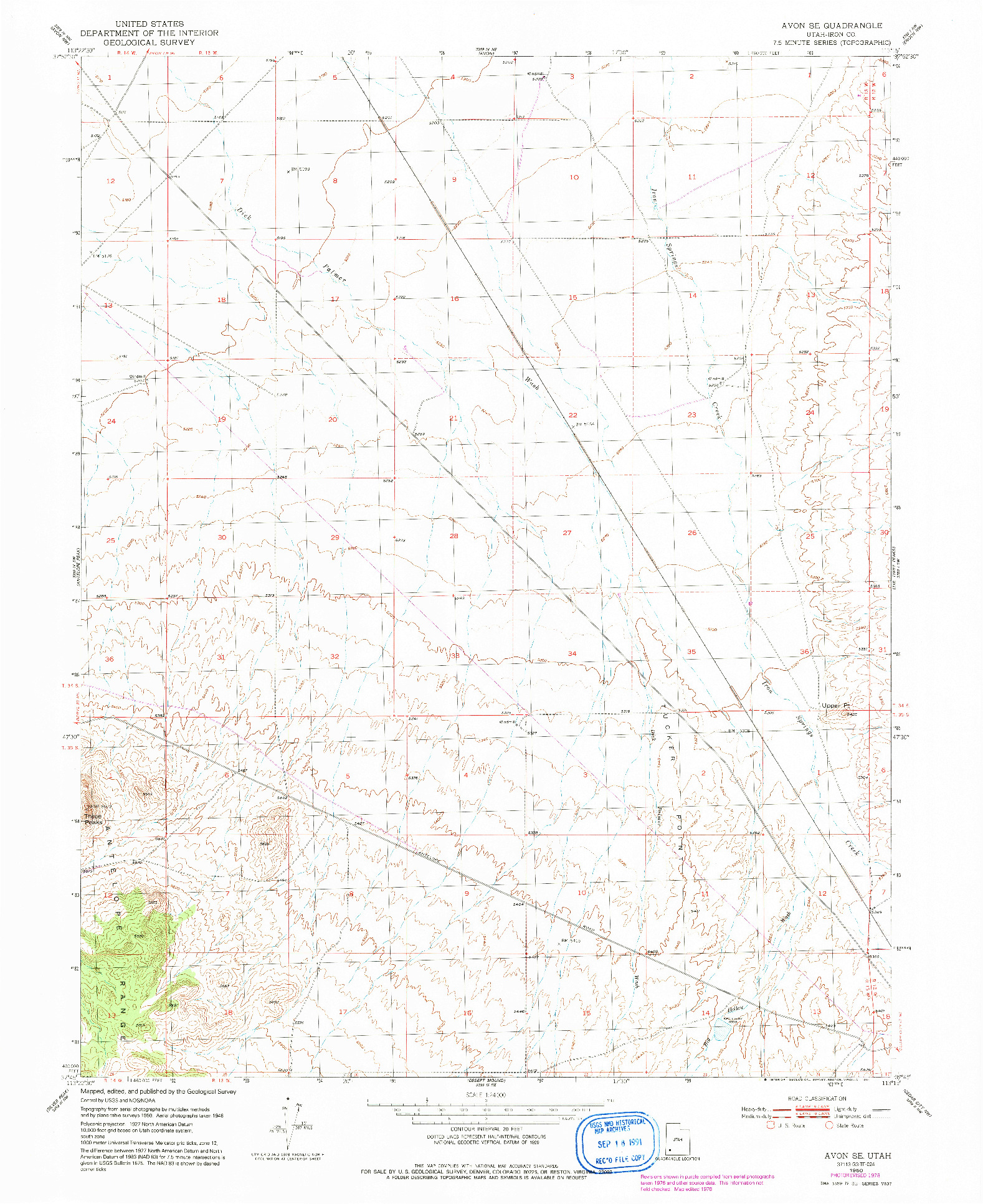 USGS 1:24000-SCALE QUADRANGLE FOR AVON SE, UT 1950