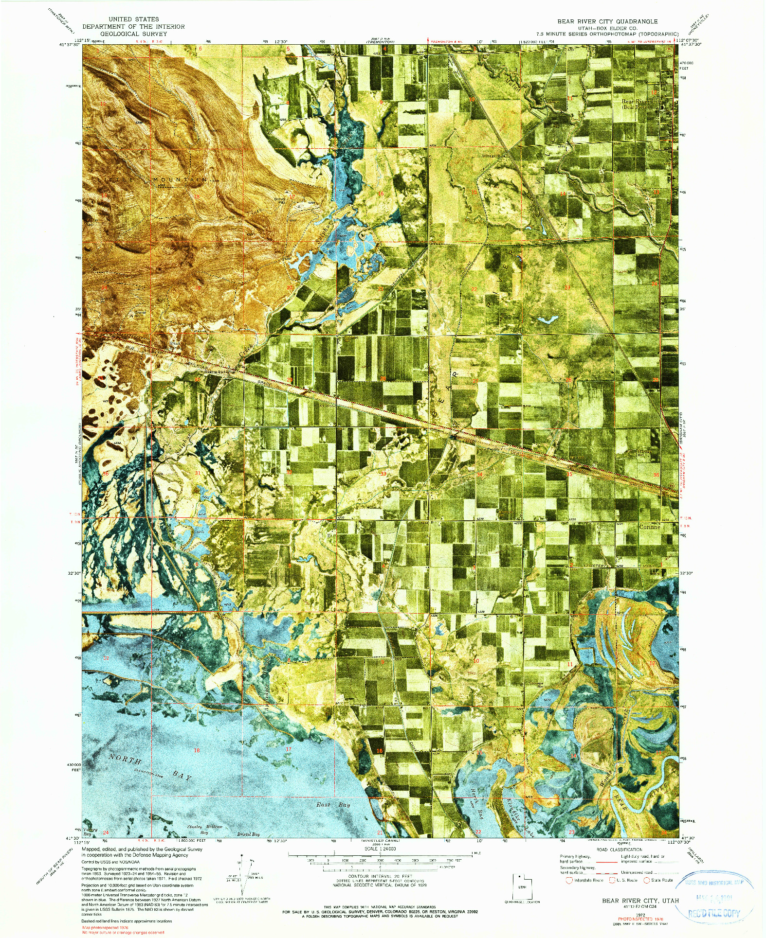 USGS 1:24000-SCALE QUADRANGLE FOR BEAR RIVER CITY, UT 1972