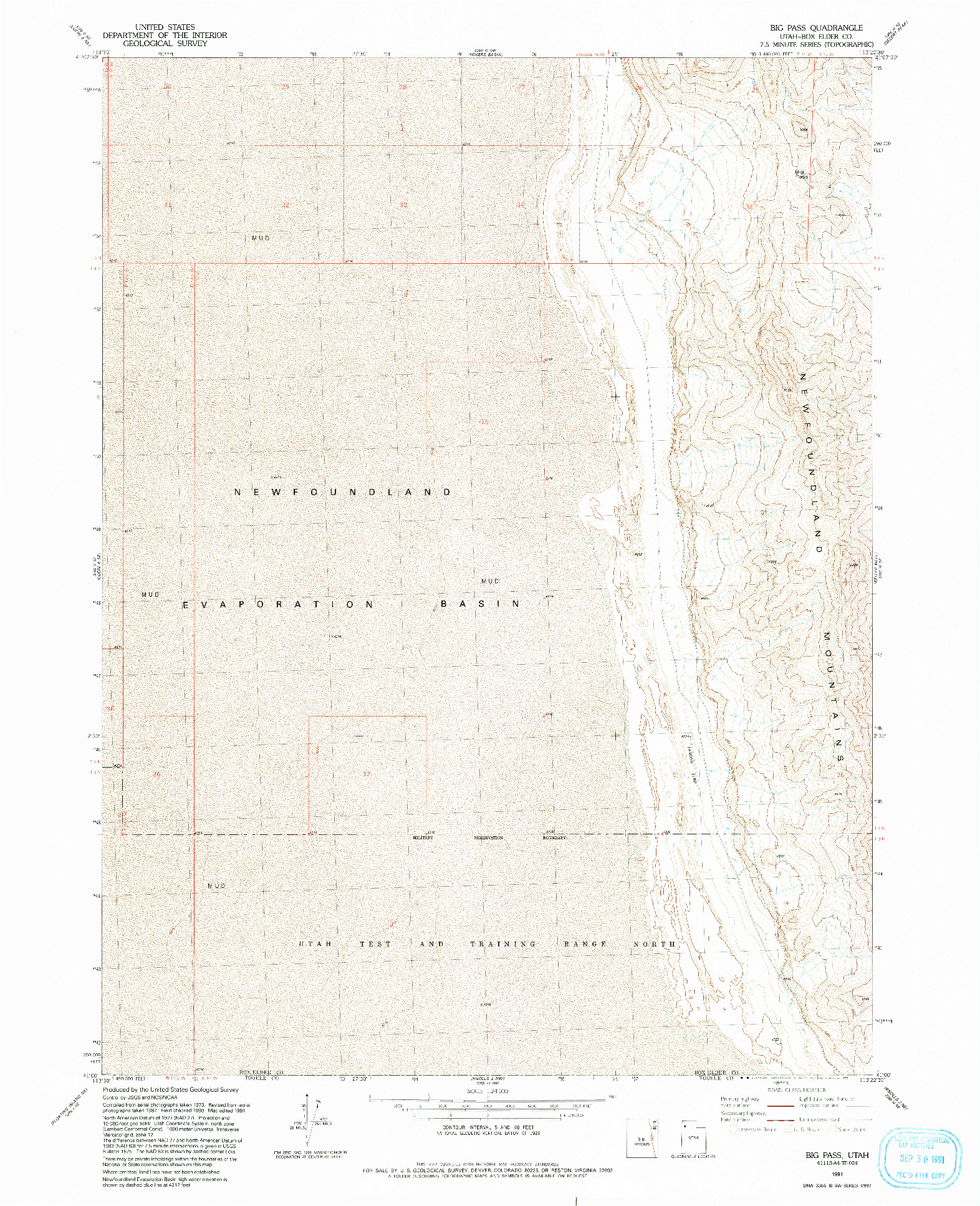 USGS 1:24000-SCALE QUADRANGLE FOR BIG PASS, UT 1991