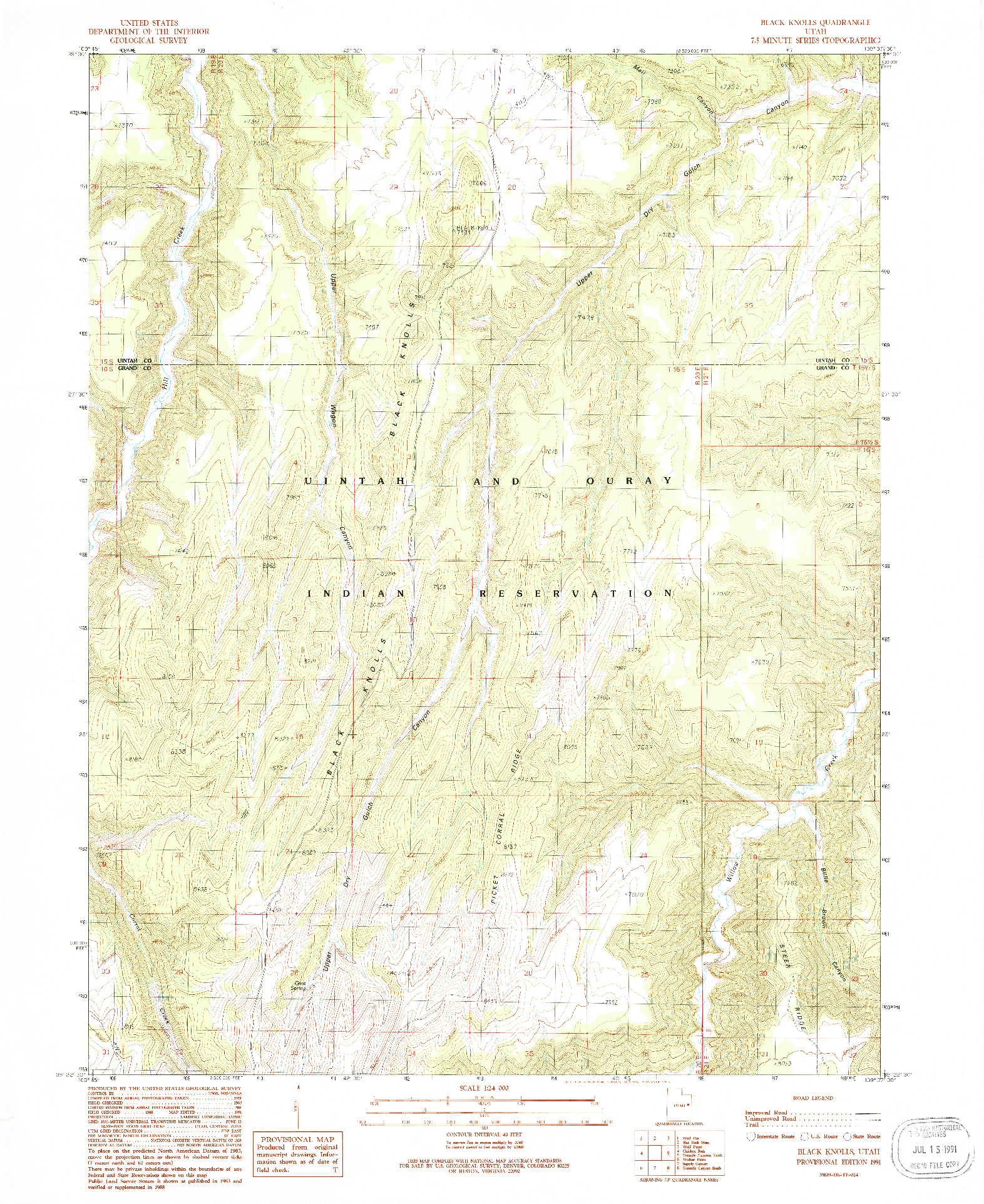 USGS 1:24000-SCALE QUADRANGLE FOR BLACK KNOLLS, UT 1991