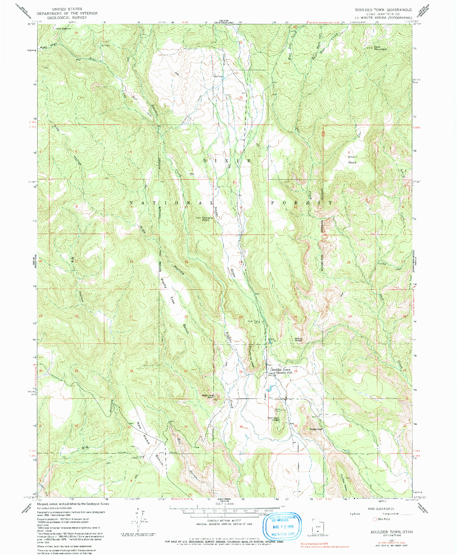 USGS 1:24000-SCALE QUADRANGLE FOR BOULDER TOWN, UT 1964