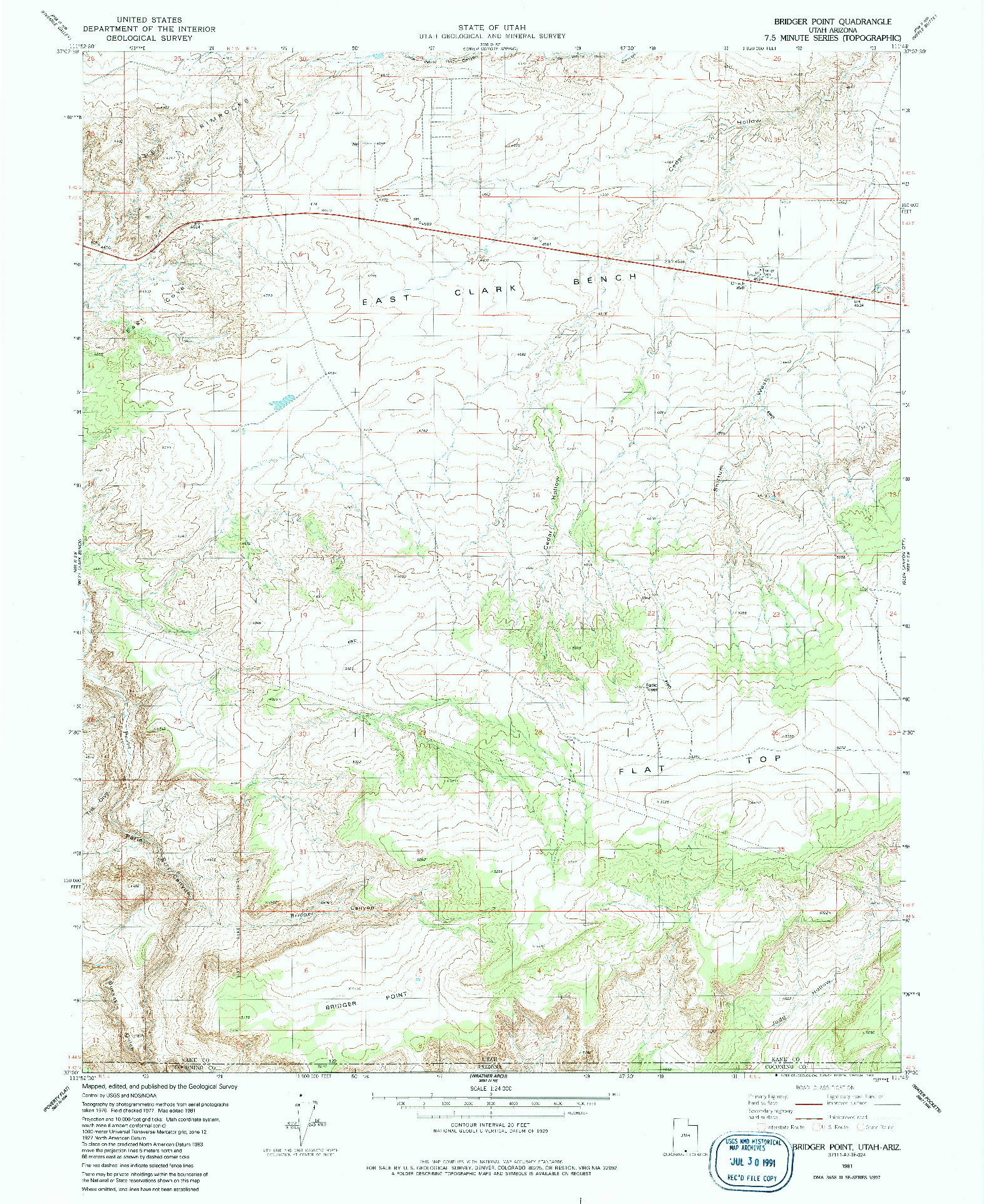 USGS 1:24000-SCALE QUADRANGLE FOR BRIDGER POINT, UT 1981