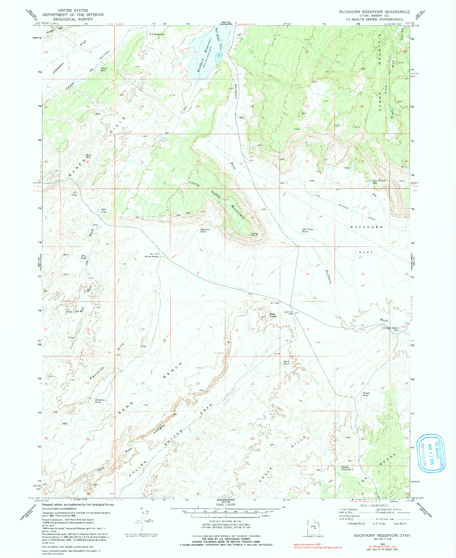 USGS 1:24000-SCALE QUADRANGLE FOR BUCKHORN RESERVOIR, UT 1969