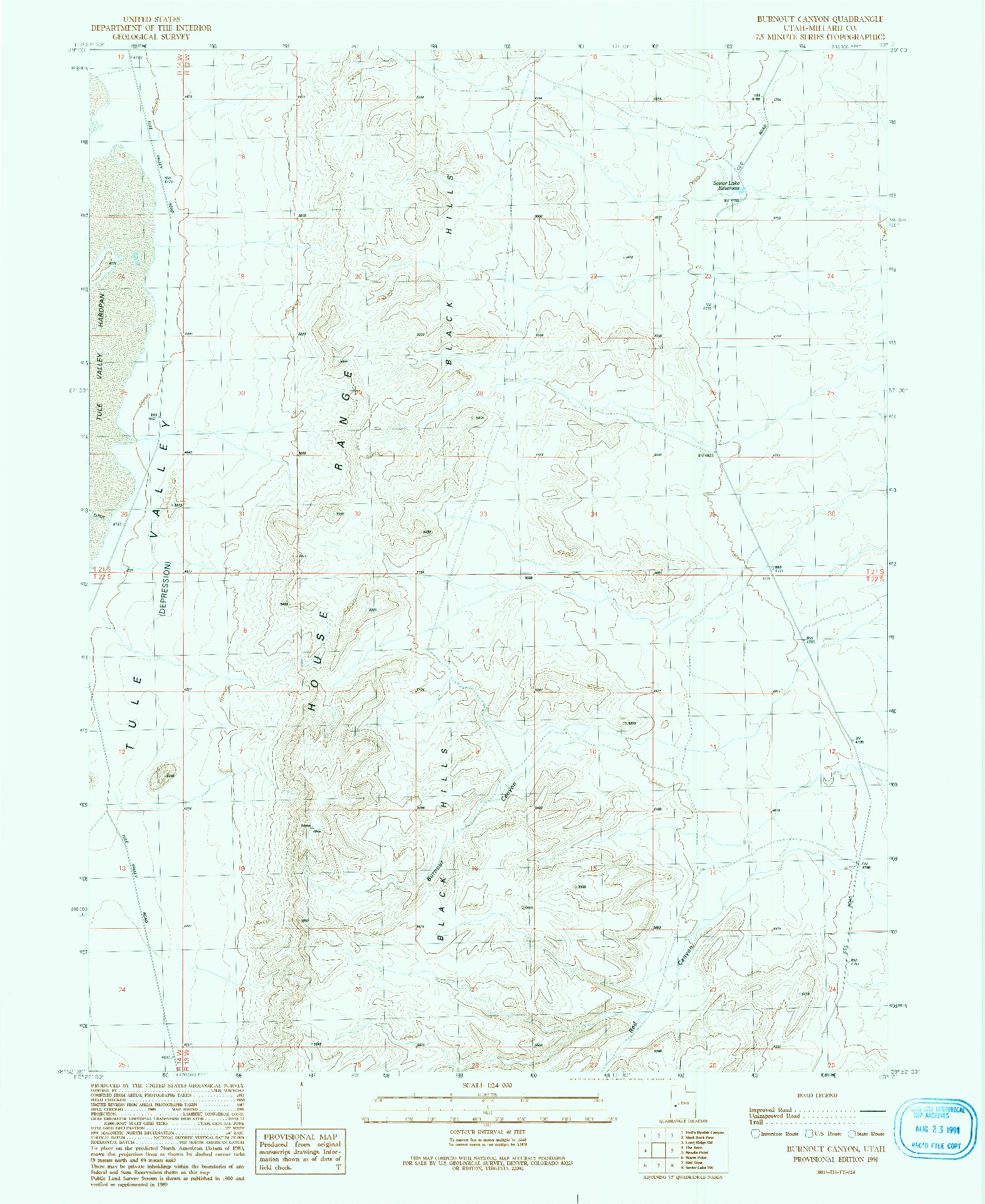 USGS 1:24000-SCALE QUADRANGLE FOR BURNOUT CANYON, UT 1991