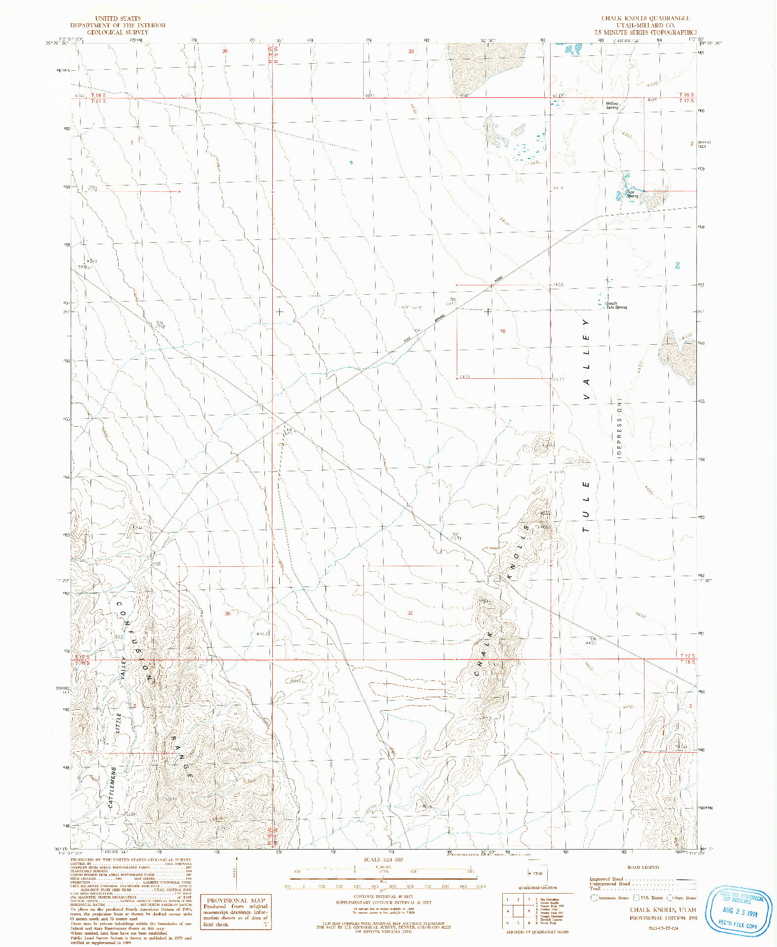 USGS 1:24000-SCALE QUADRANGLE FOR CHALK KNOLLS, UT 1991