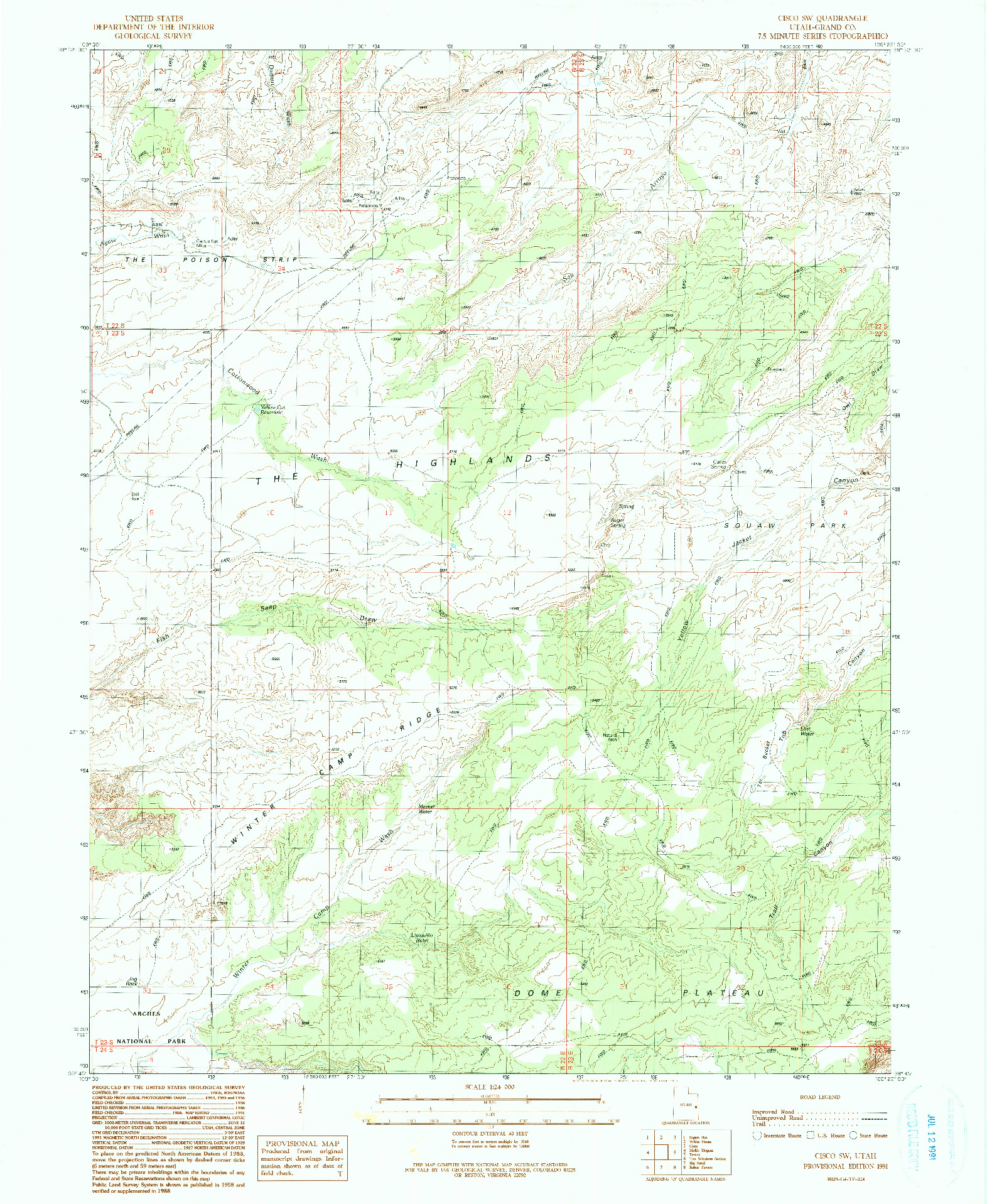 USGS 1:24000-SCALE QUADRANGLE FOR CISCO SW, UT 1991