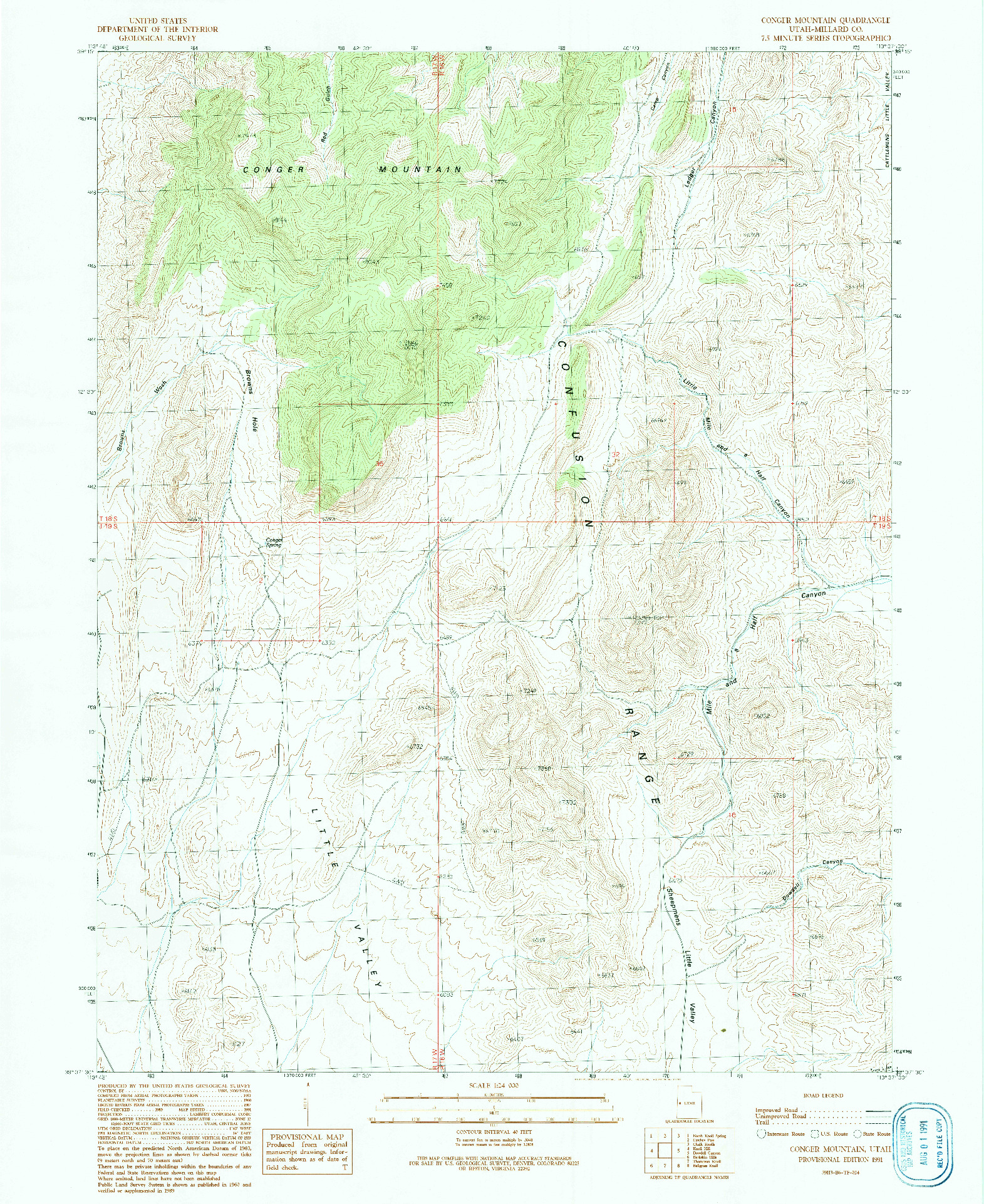 USGS 1:24000-SCALE QUADRANGLE FOR CONGER MOUNTAIN, UT 1991