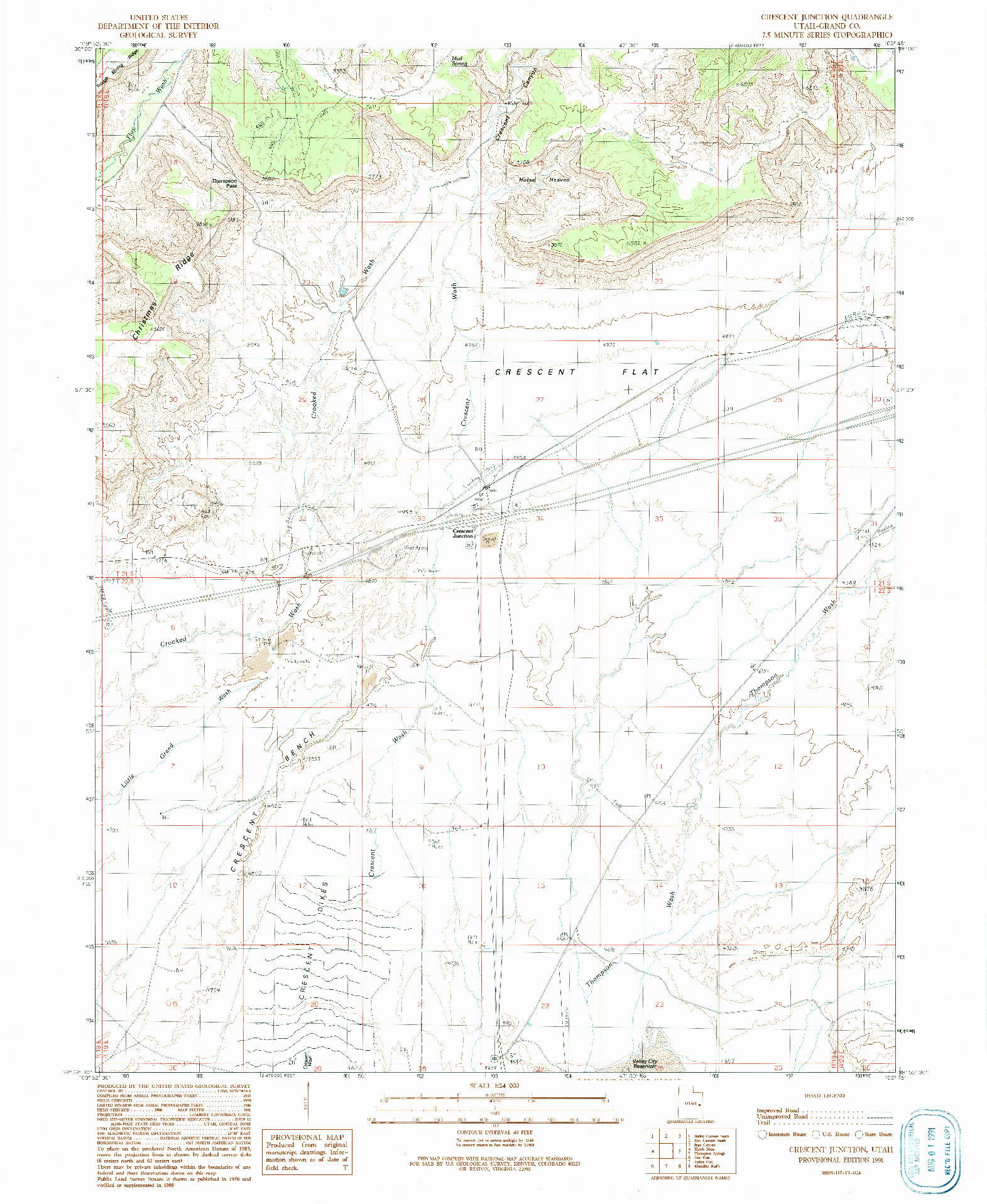 USGS 1:24000-SCALE QUADRANGLE FOR CRESCENT JUNCTION, UT 1991