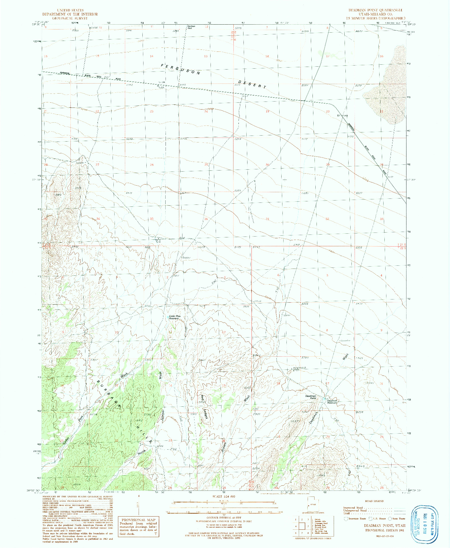 USGS 1:24000-SCALE QUADRANGLE FOR DEADMAN POINT, UT 1991
