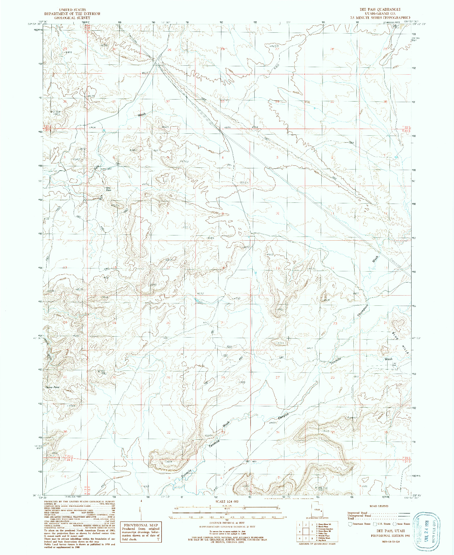 USGS 1:24000-SCALE QUADRANGLE FOR DEE PASS, UT 1991