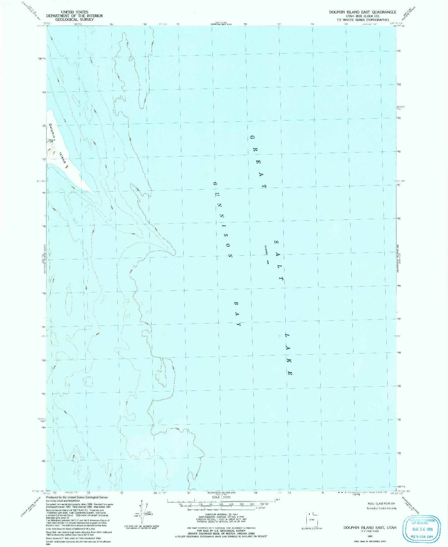 USGS 1:24000-SCALE QUADRANGLE FOR DOLPHIN ISLAND EAST, UT 1991