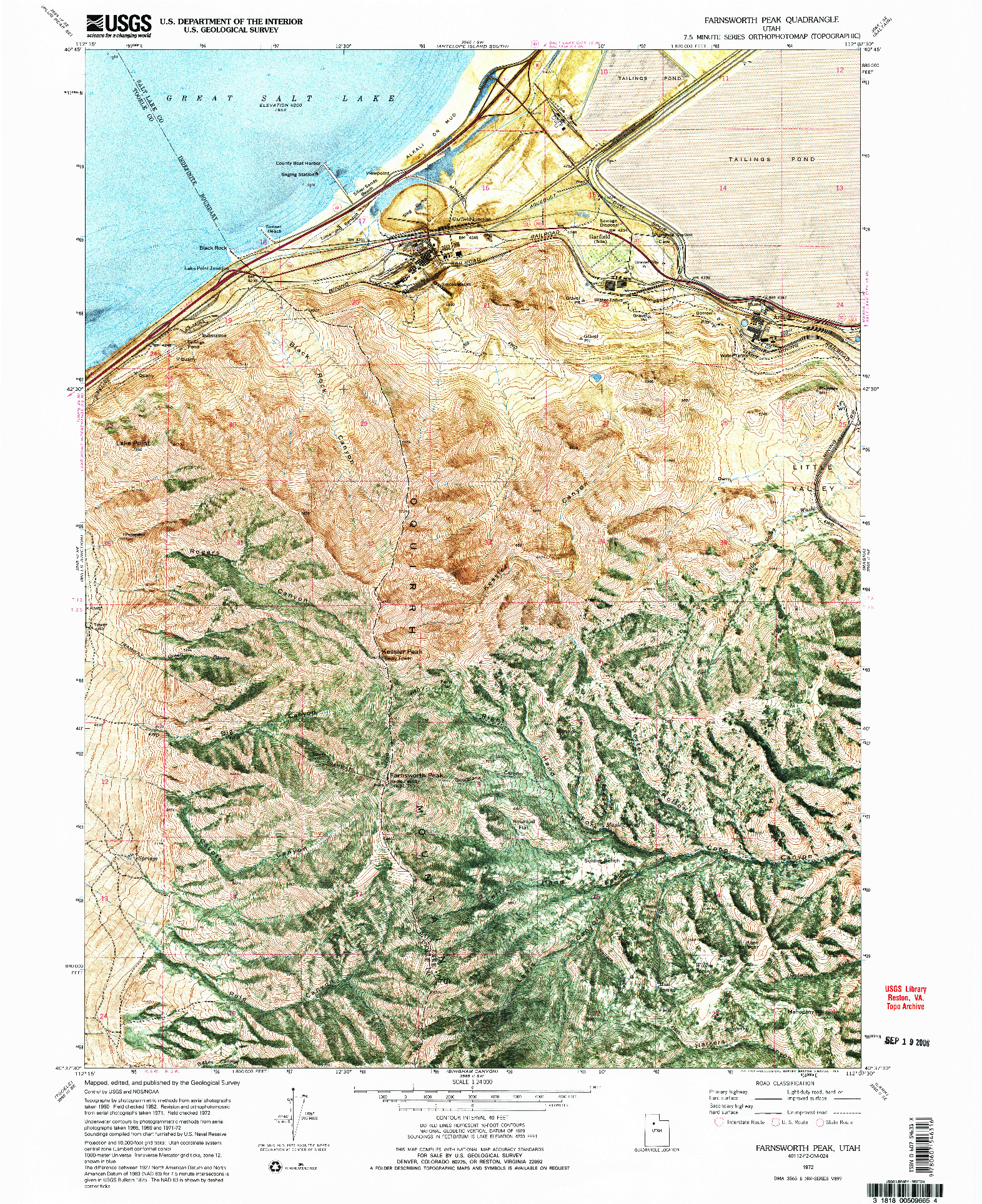 USGS 1:24000-SCALE QUADRANGLE FOR FARNSWORTH PEAK, UT 1972